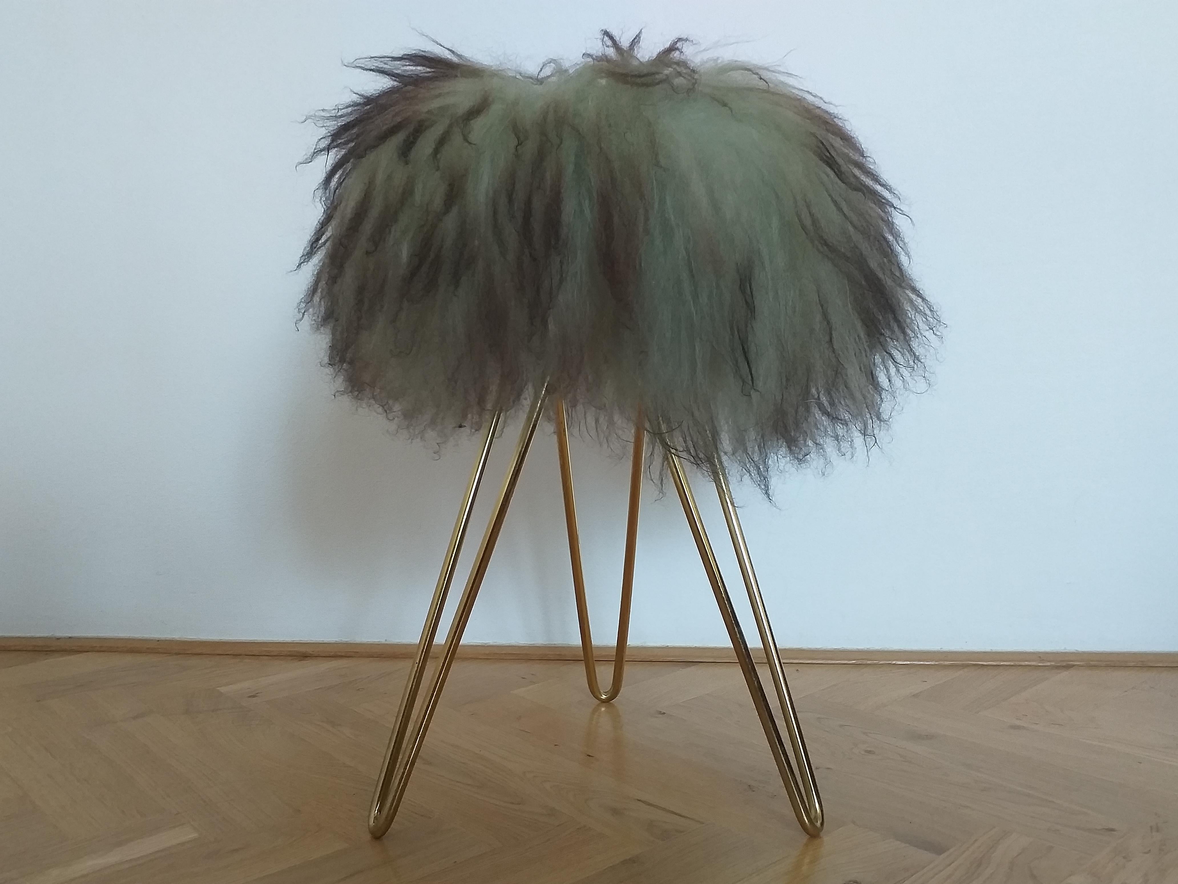 French Midcentury Tripod Tabouret or Stool Hair, France, 1970s For Sale