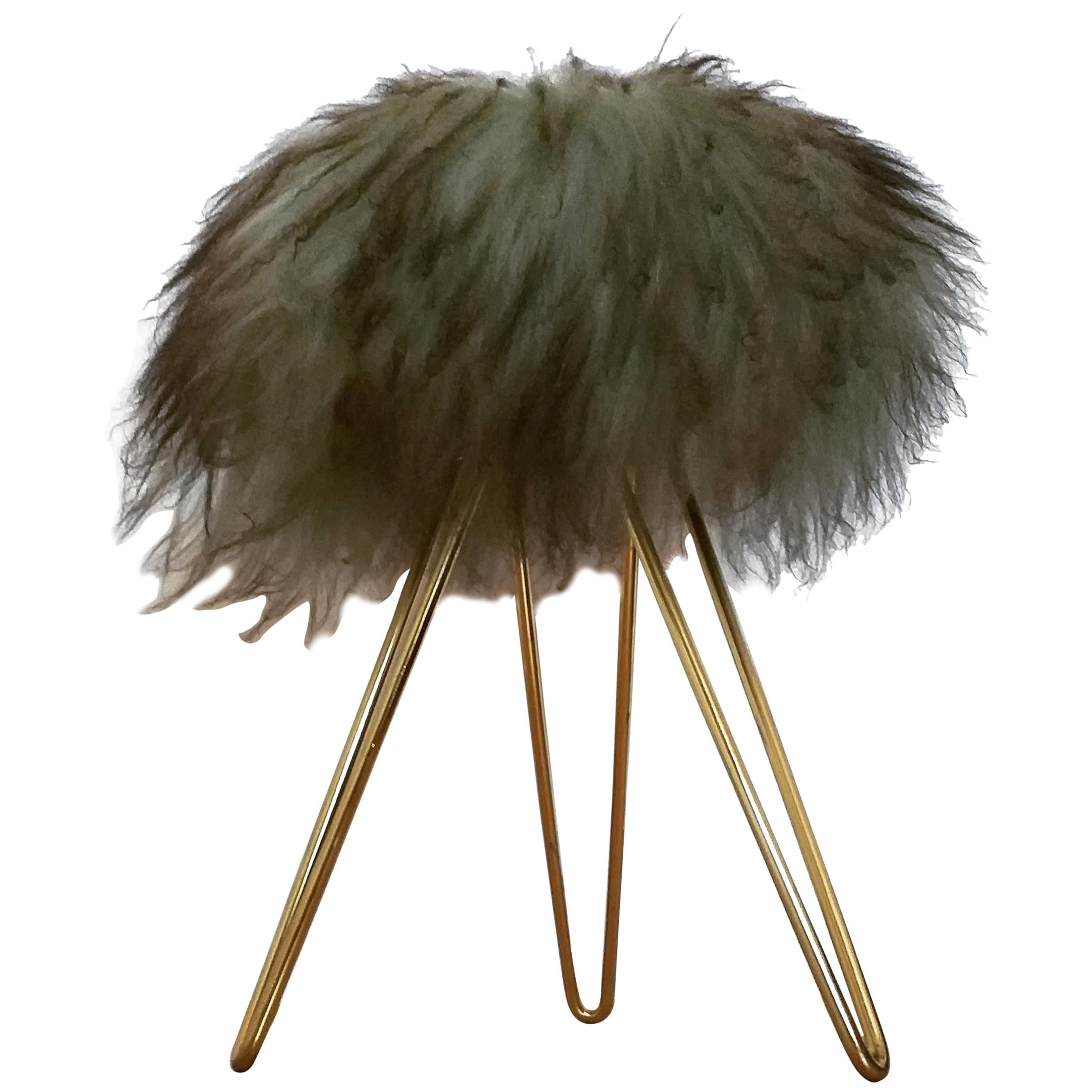 Midcentury Tripod Tabouret or Stool Hair, France, 1970s For Sale