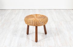 Midcentury Tripod Wicker Stool
