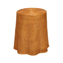 Midcentury Trompe L'oiel Drape Wicker Table, circa 1960s