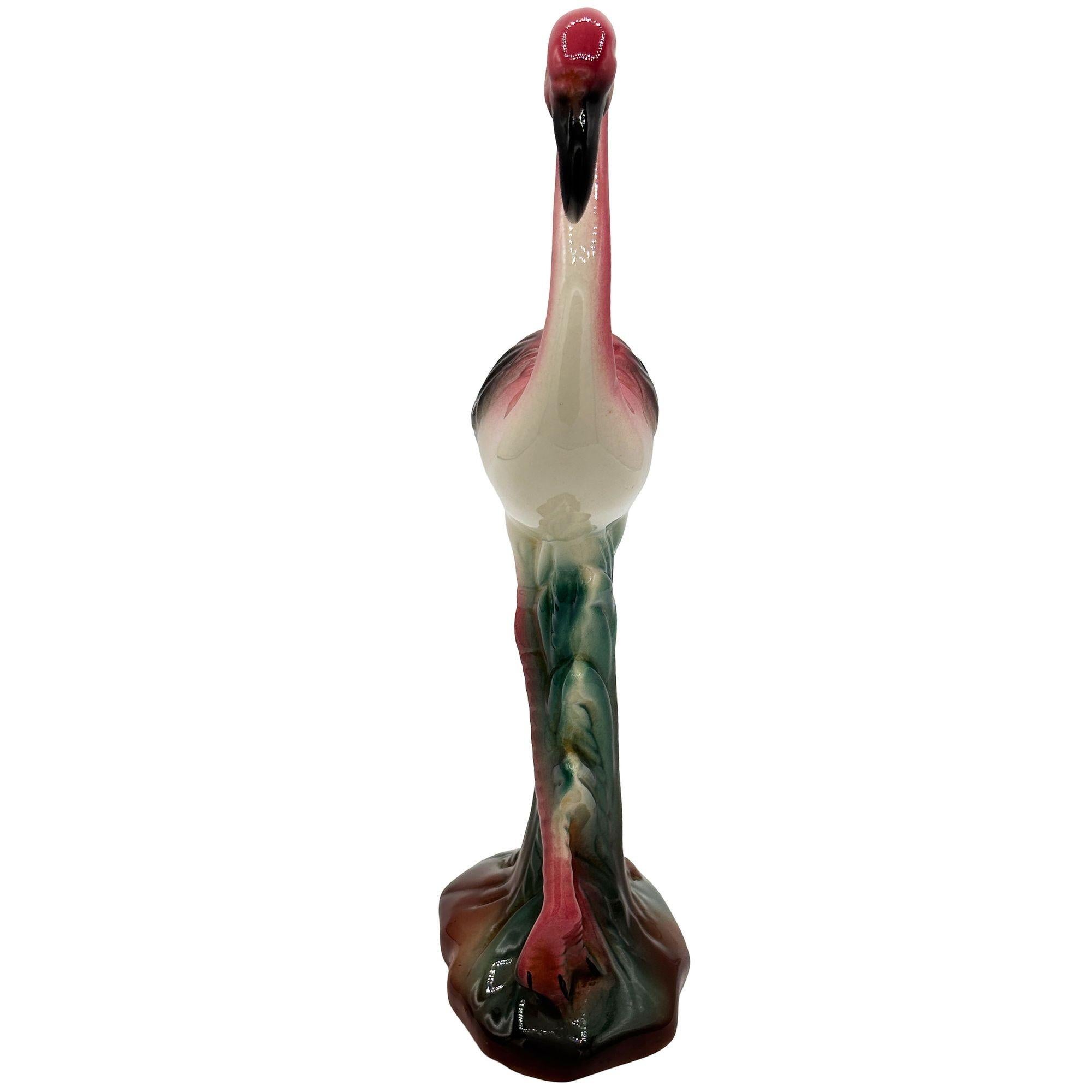 Mid-Century moderno Figurina di fenicottero rosa 