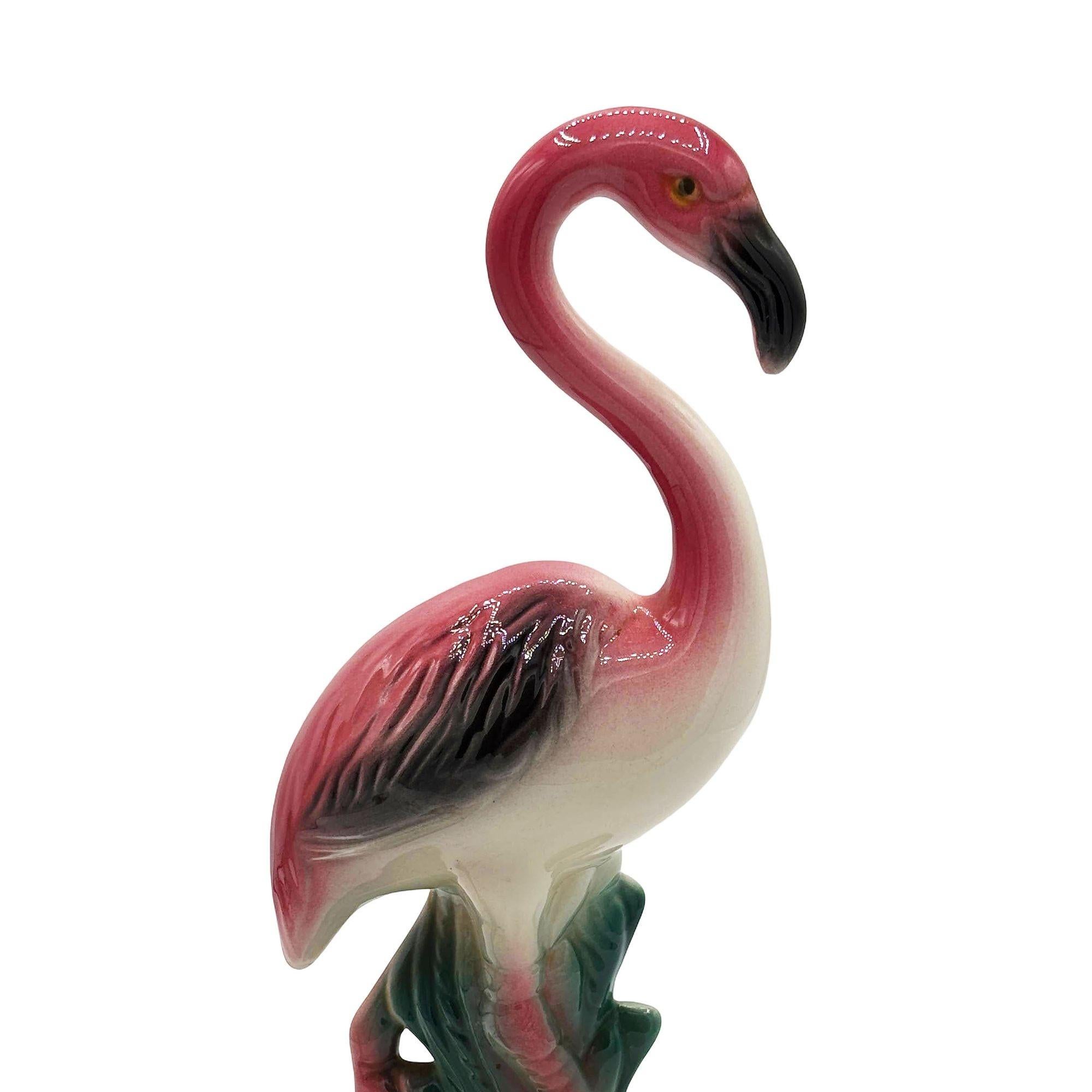 Ceramica Figurina di fenicottero rosa 