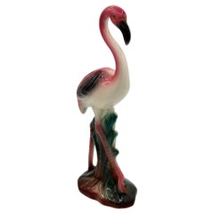 Mid-century Tropical Ceramic "The Walker" Pink Flamingo Figurine
