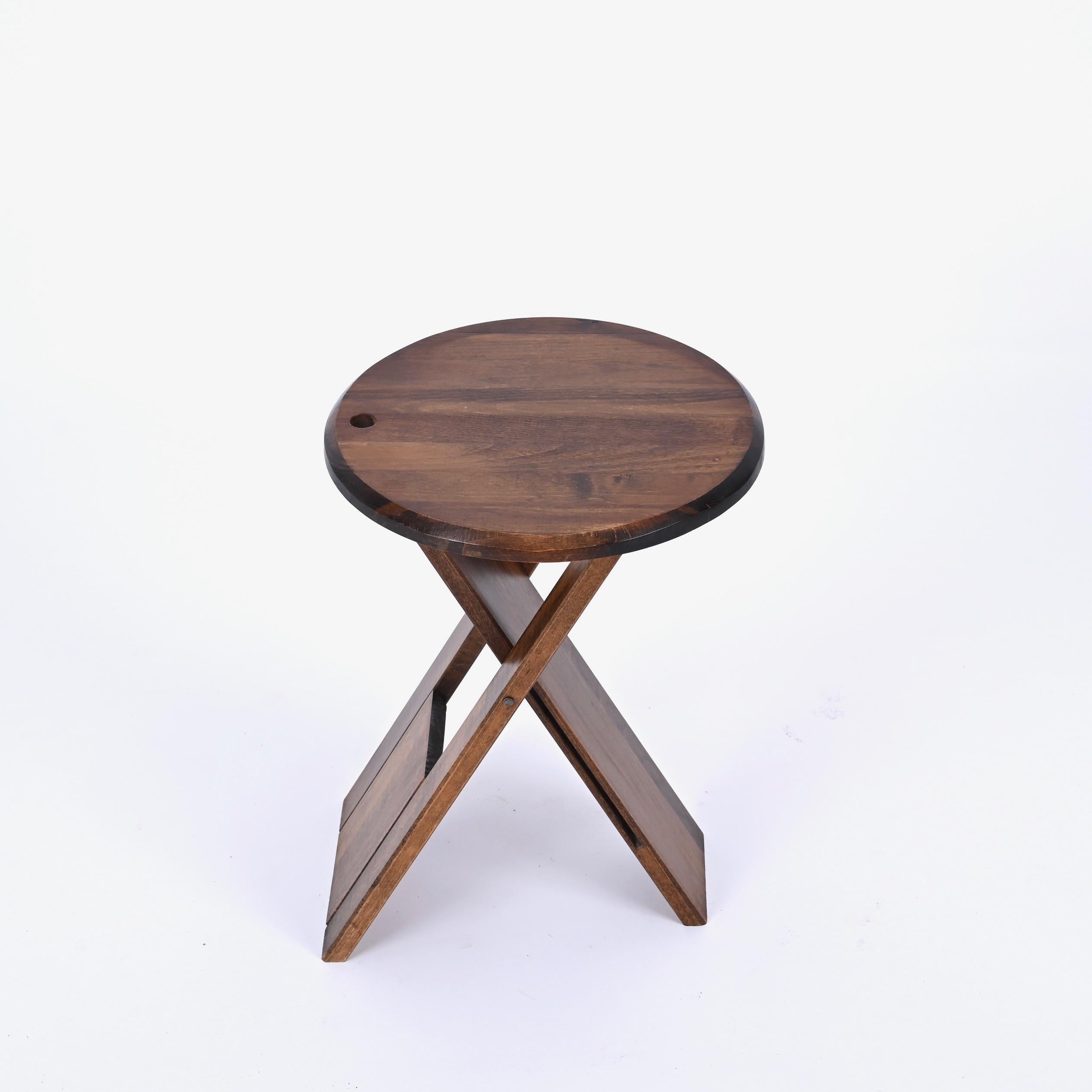 Mid-Century Ts Folding Stool in Oak by Roger Tallon for Sentou, France 1970s 4