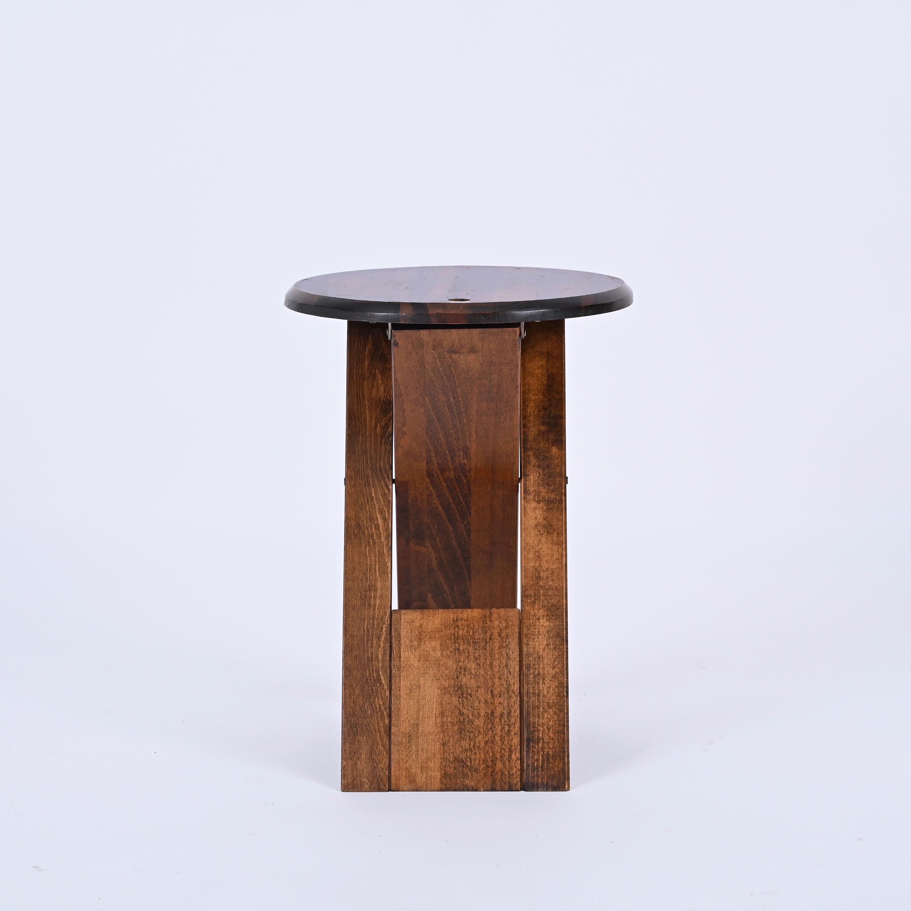French Mid-Century Ts Folding Stool in Oak by Roger Tallon for Sentou, France 1970s