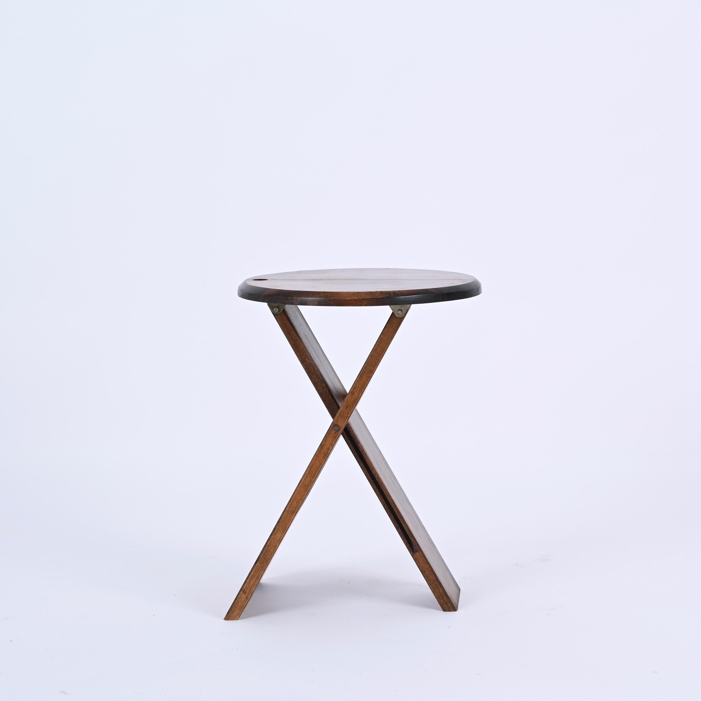 Mid-Century Ts Folding Stool in Oak by Roger Tallon for Sentou, France 1970s In Good Condition In Roma, IT