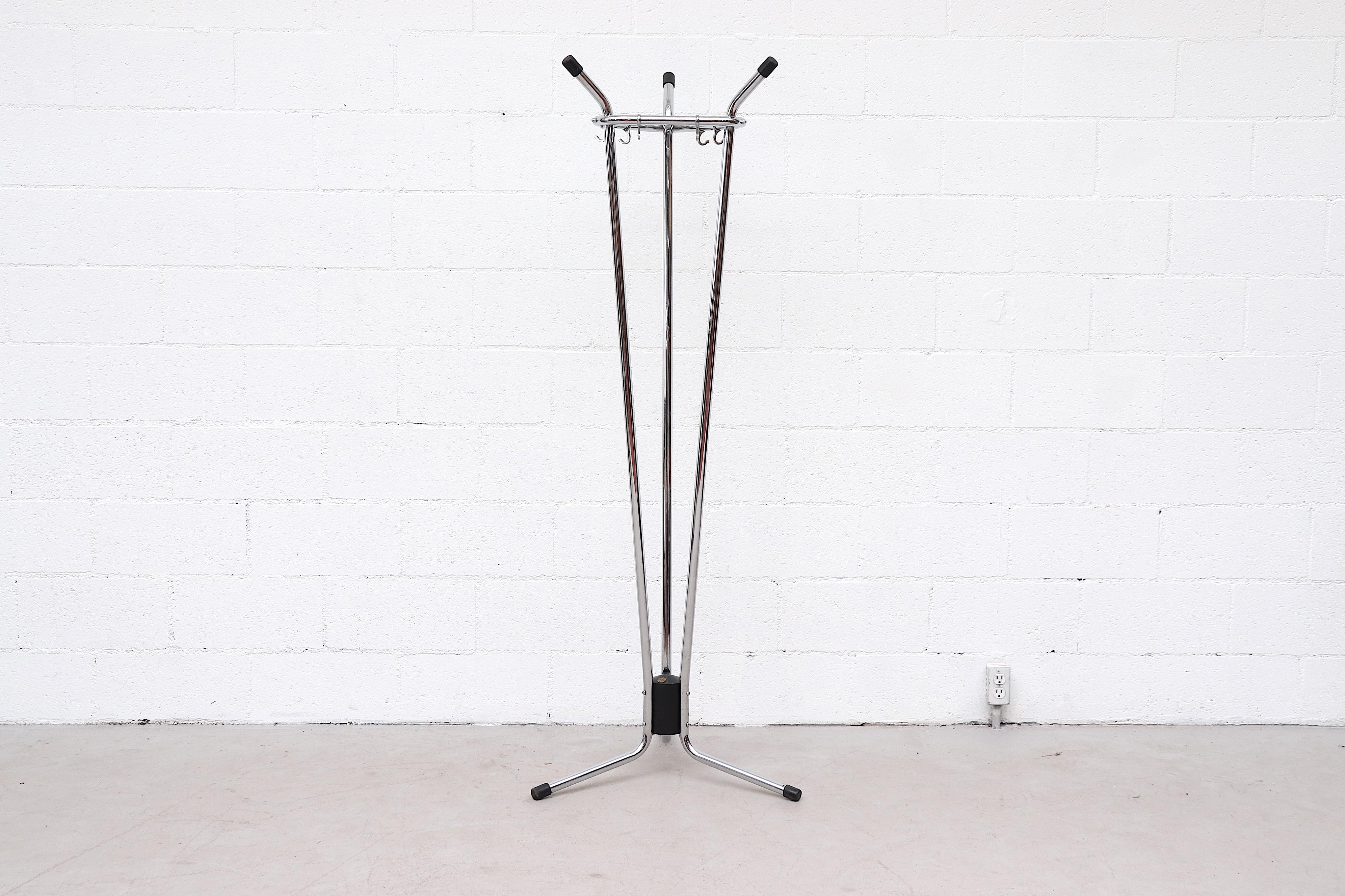 Mid-Century Modern Mid-Century Tubax 'Attributed' Chrome Industrial Coat Rack For Sale