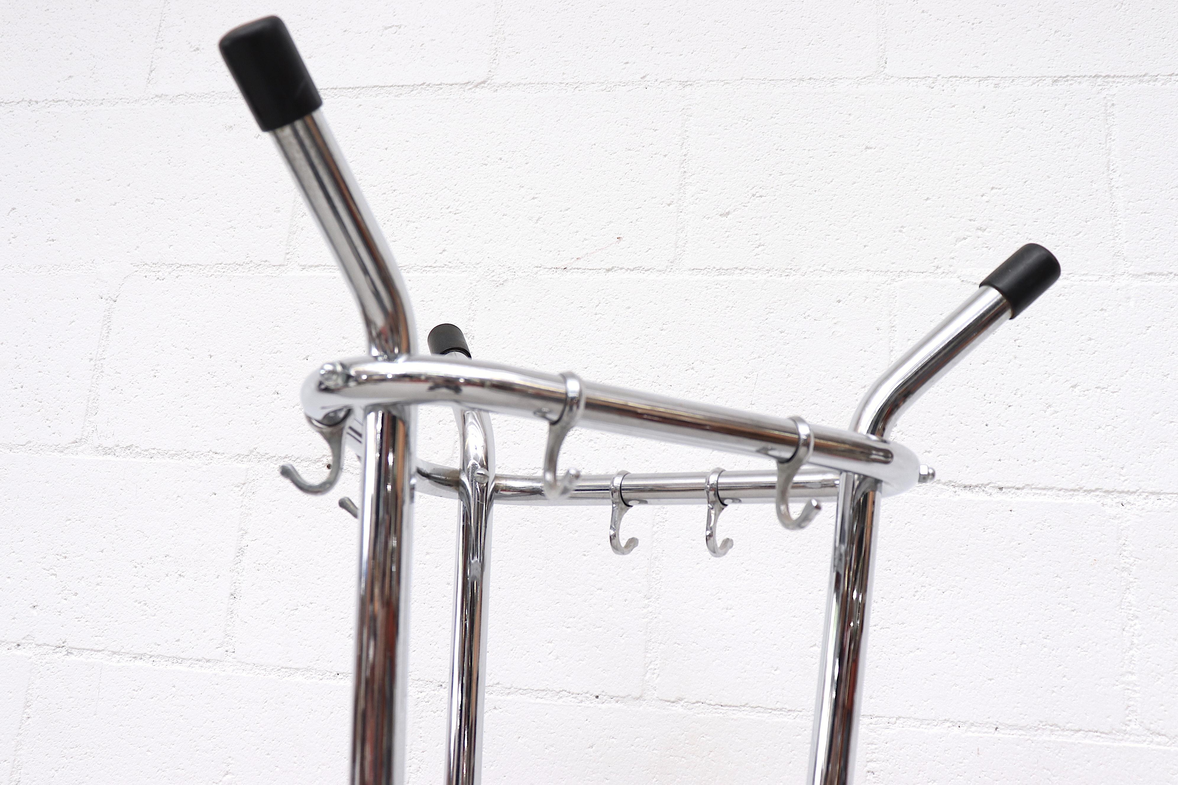 Dutch Mid-Century Tubax 'Attributed' Chrome Industrial Coat Rack For Sale