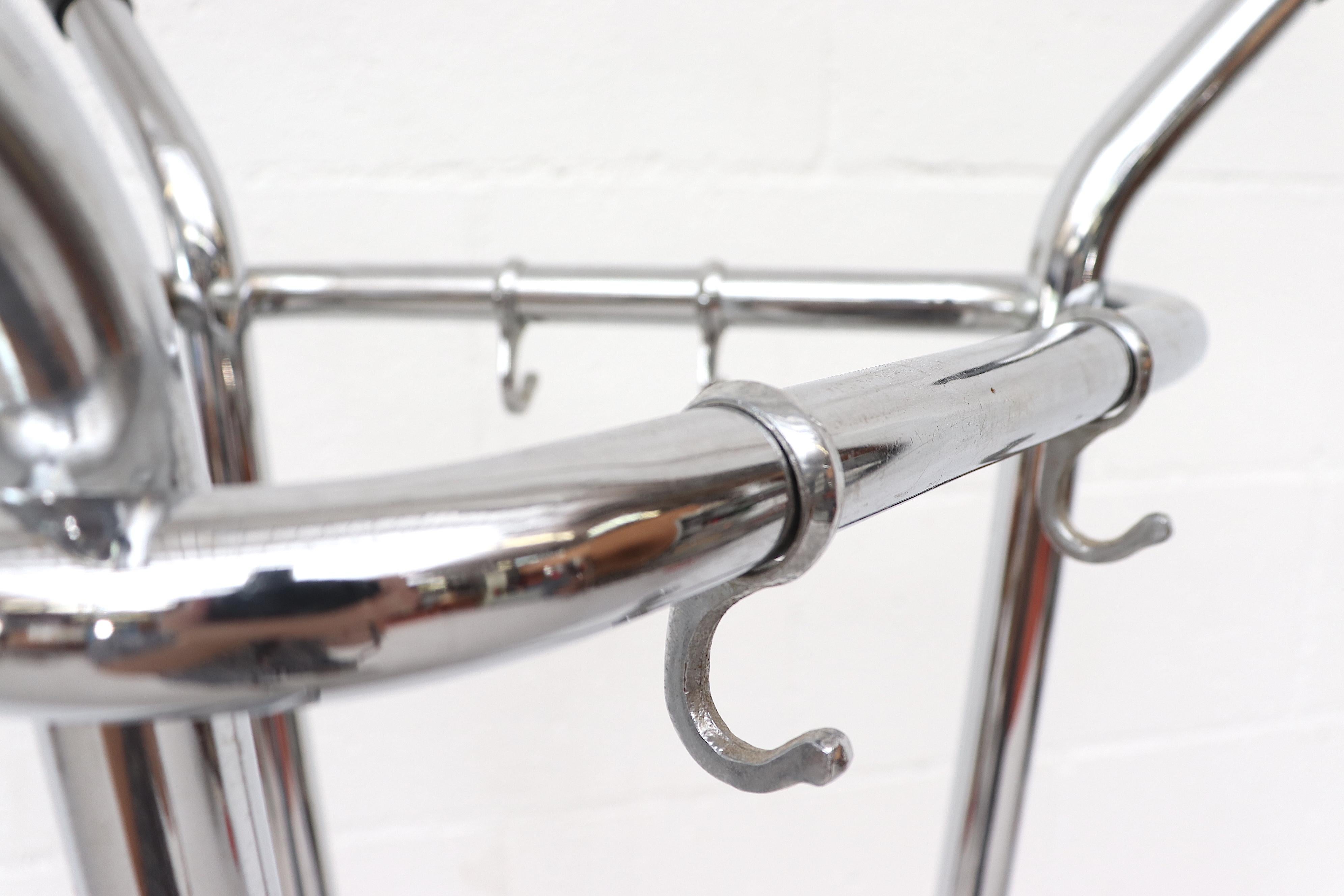 Mid-Century Tubax 'Attributed' Chrome Industrial Coat Rack In Good Condition For Sale In Los Angeles, CA