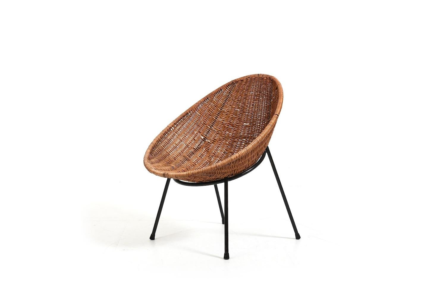 Mid-Century Modern Mid Century Tube Rattan Chair 1950s For Sale