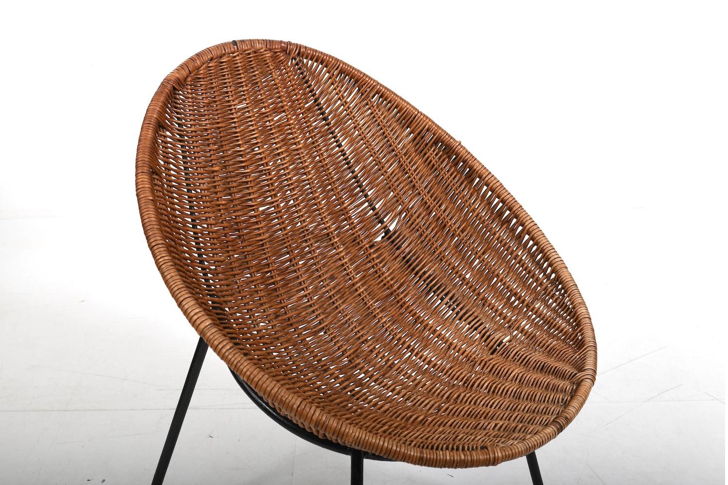 Mid Century Tube Rattan Chair 1950s In Good Condition For Sale In Handewitt, DE