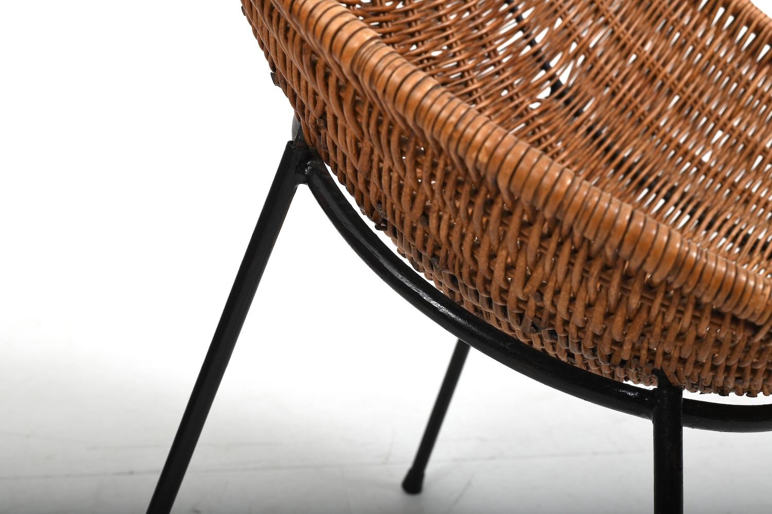 20th Century Mid Century Tube Rattan Chair 1950s For Sale