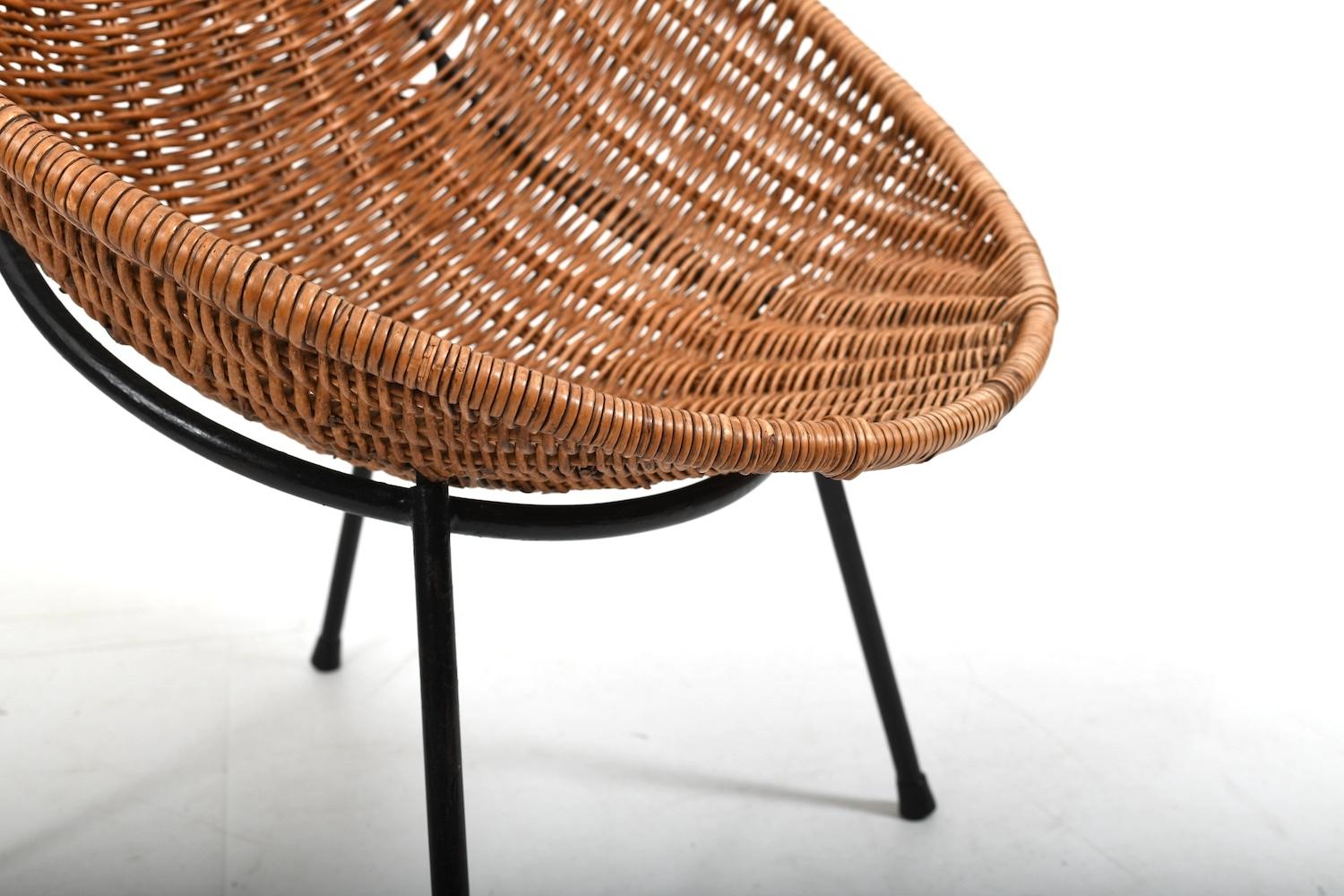Metal Mid Century Tube Rattan Chair 1950s For Sale