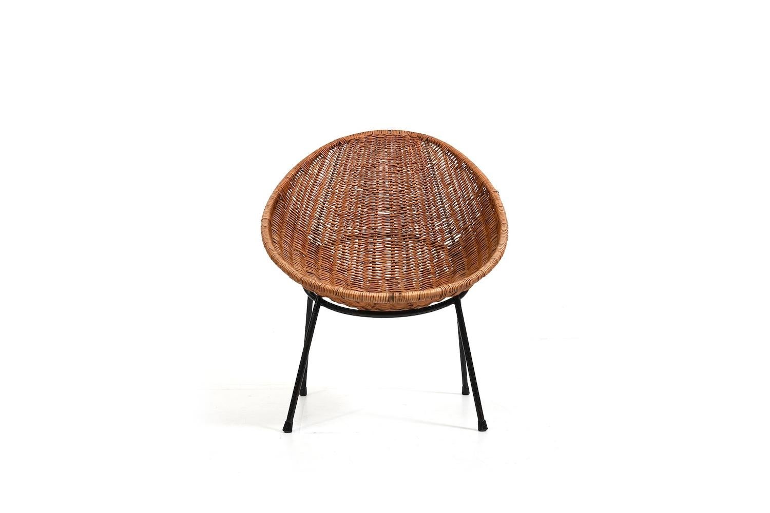 Mid Century Tube Rattan Chair 1950s For Sale 2