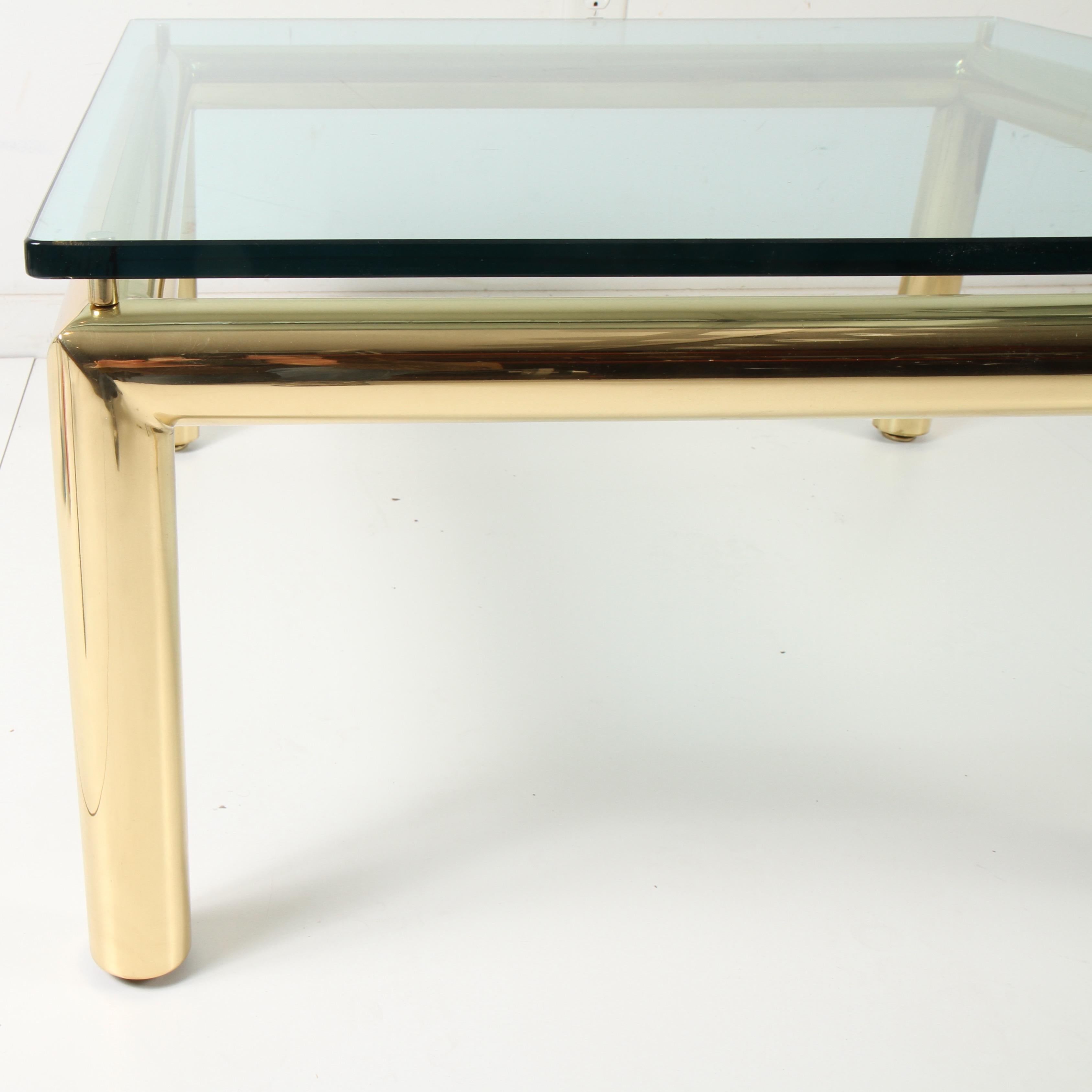 Lacquered Midcentury Tubular Brass Coffee Table For Sale