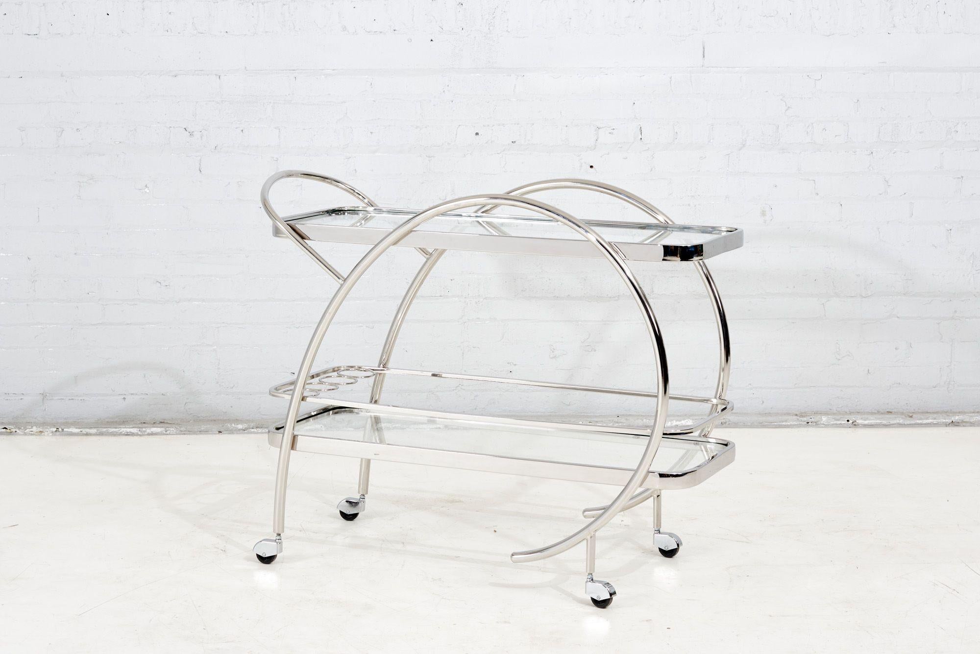 Mid-Century Modern Mid Century Tubular Chrome and Glass Bar Cart/Trolley, 1960