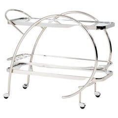 Mid Century Tubular Chrome and Glass Bar Cart/Trolley, 1960