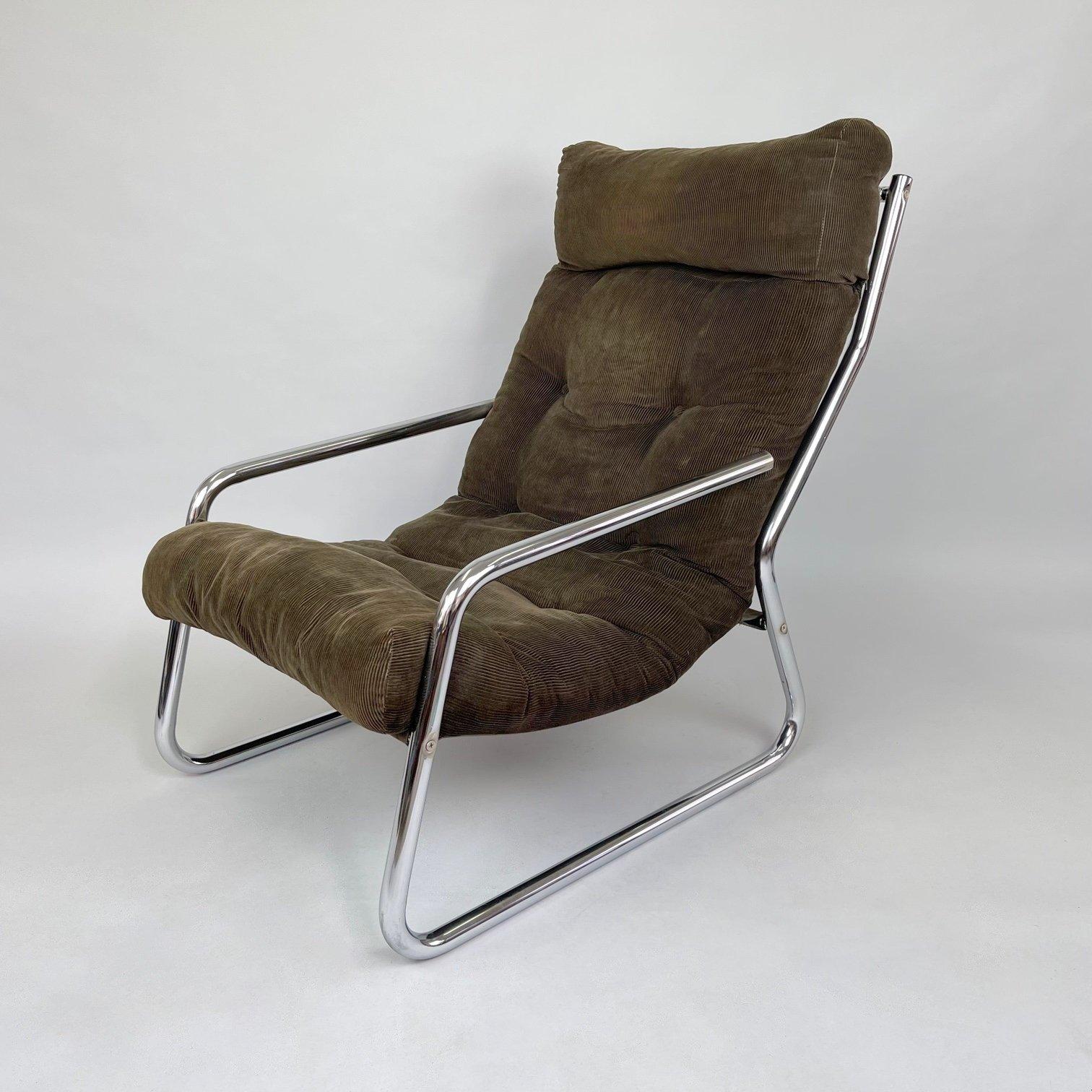 Mid-Century Tubular Chrome Armchair, 1970's 5