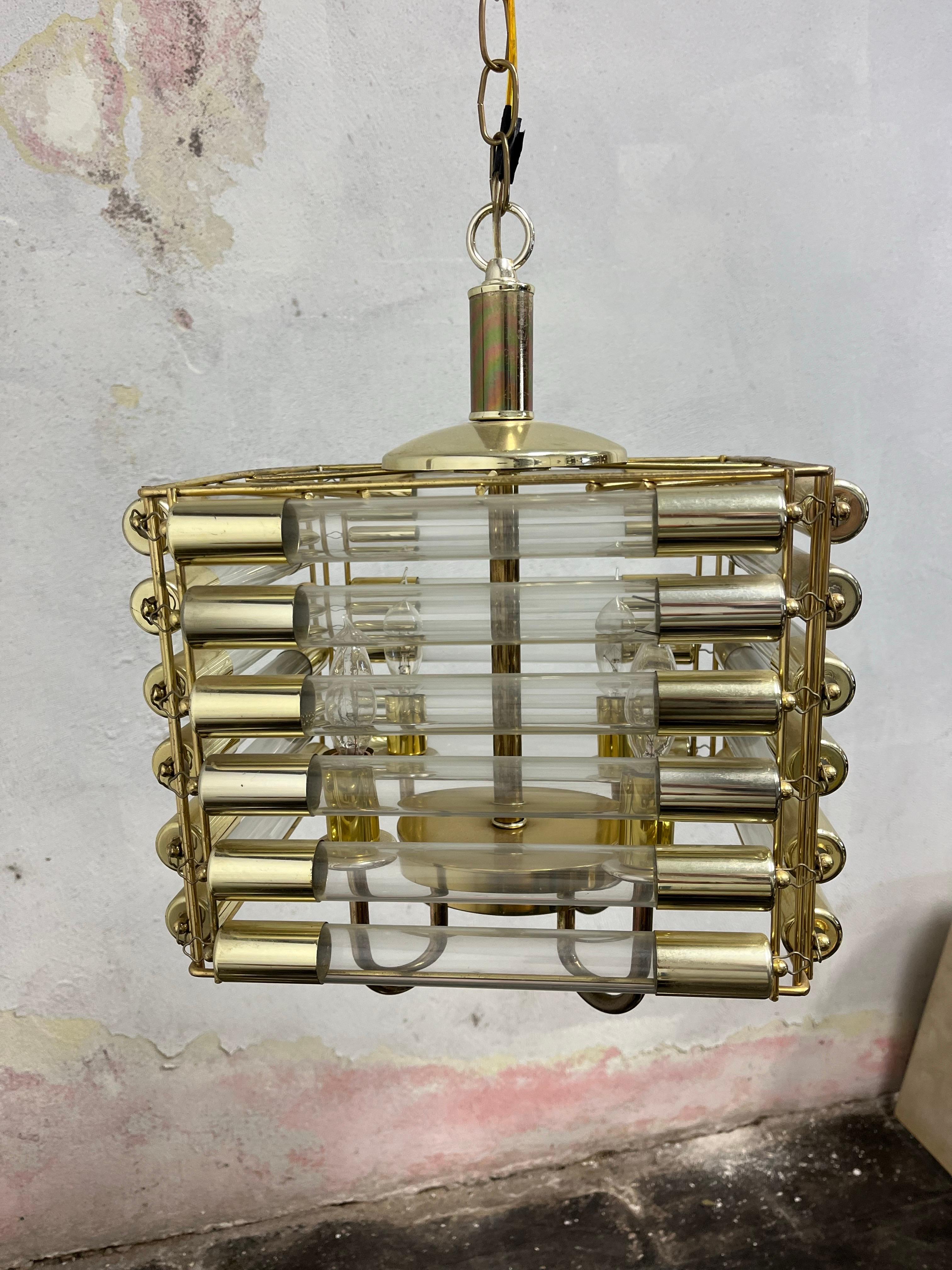 Ottone Lampada tubolare Sciolari di metà secolo in vendita