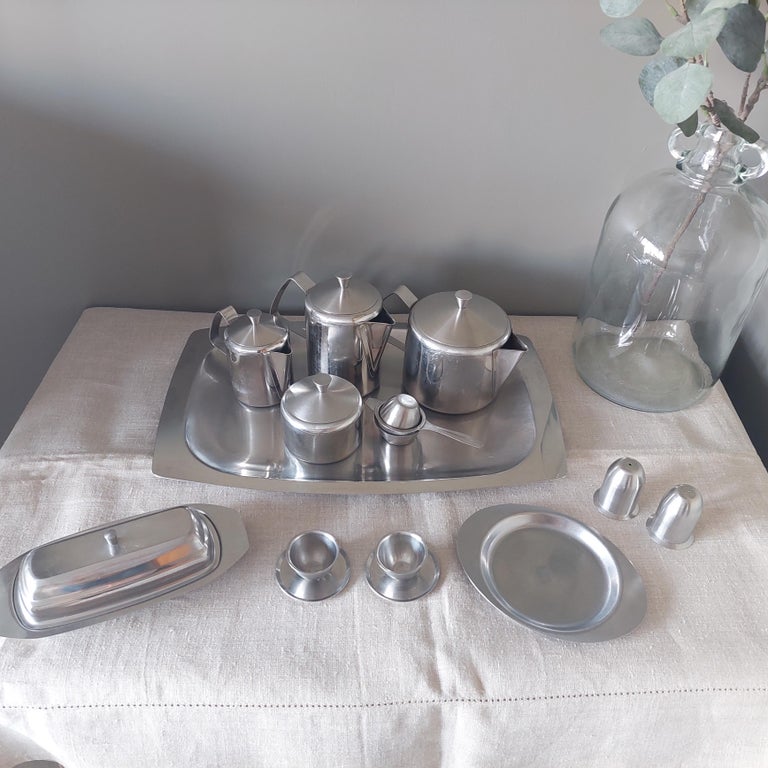 MidCentury Tudor Knight Stainless Steel Breakfast Tea Coffee Set