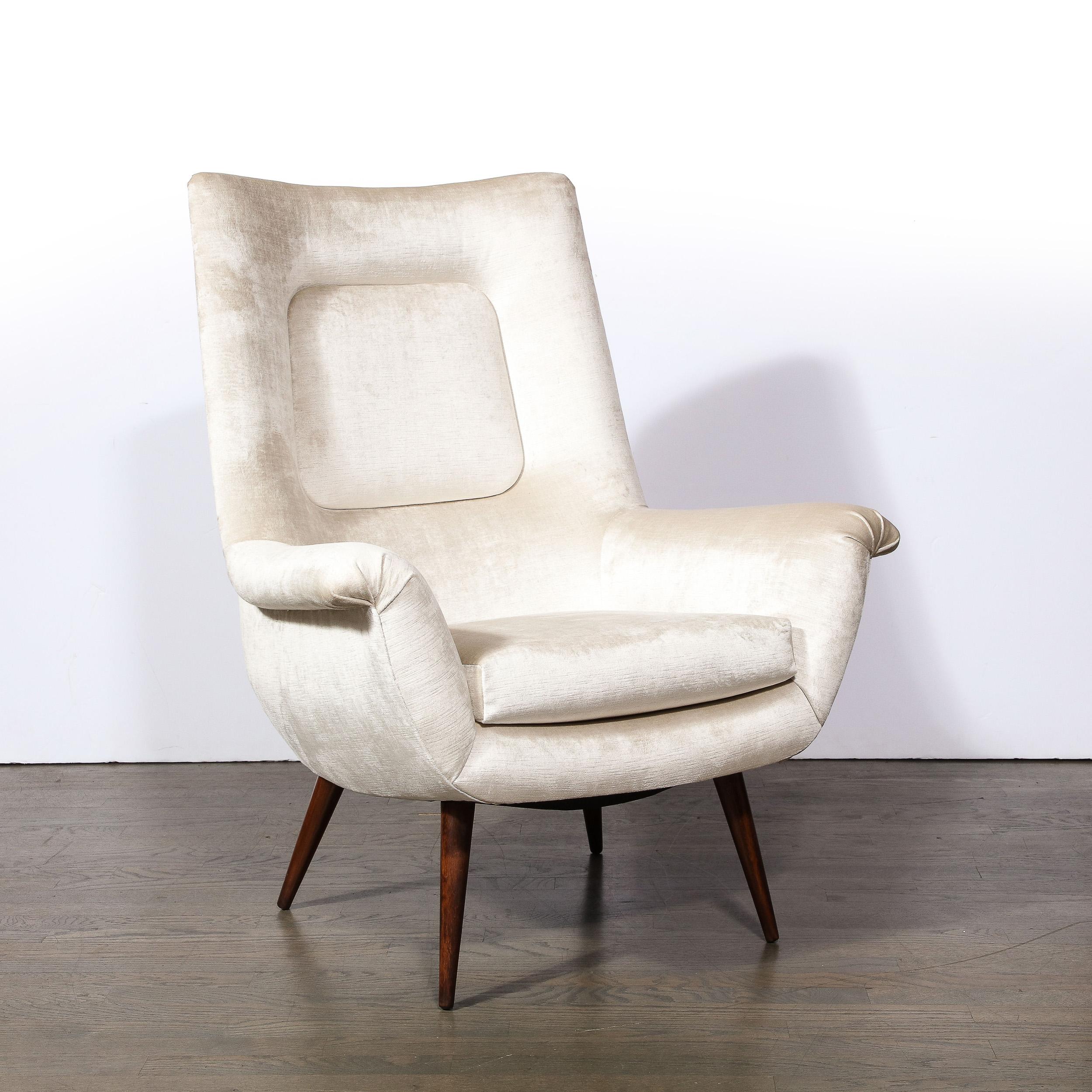 Mid-Century-Loungesessel mit getufteter Rückenlehne aus Platinsamt von Lawrence Peabody im Angebot 5