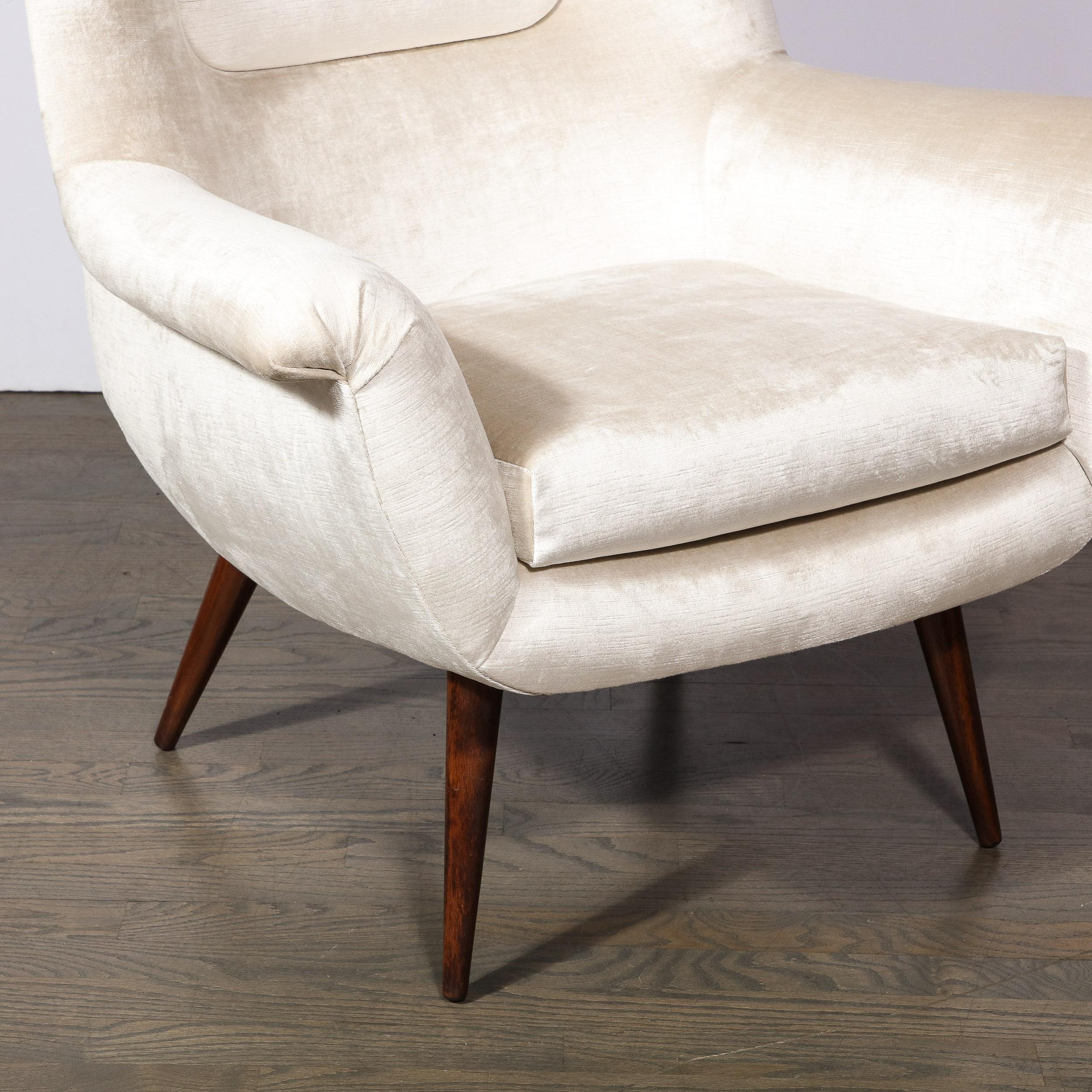 Mid-Century-Loungesessel mit getufteter Rückenlehne aus Platinsamt von Lawrence Peabody im Angebot 6