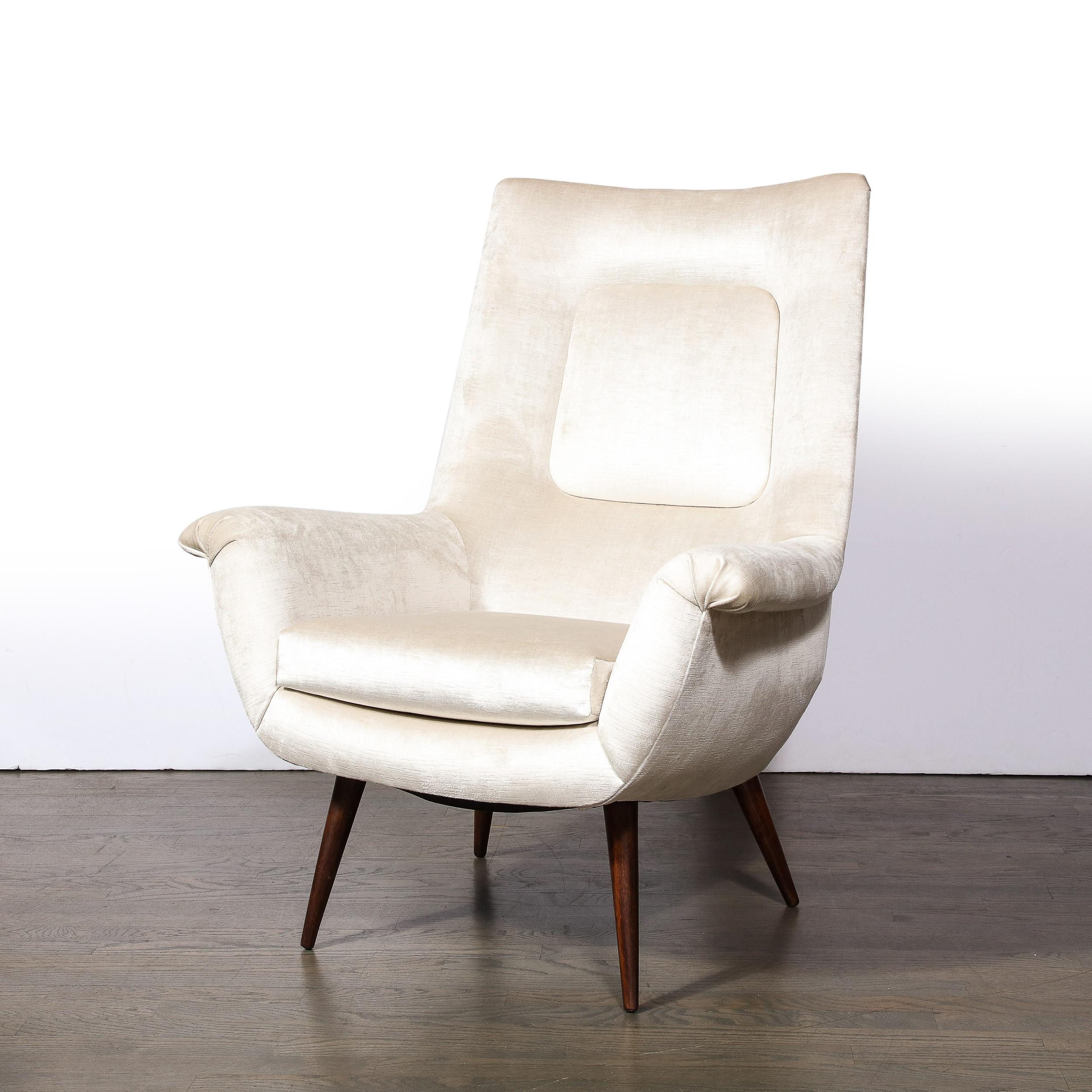 Mid-Century-Loungesessel mit getufteter Rückenlehne aus Platinsamt von Lawrence Peabody (Moderne der Mitte des Jahrhunderts) im Angebot
