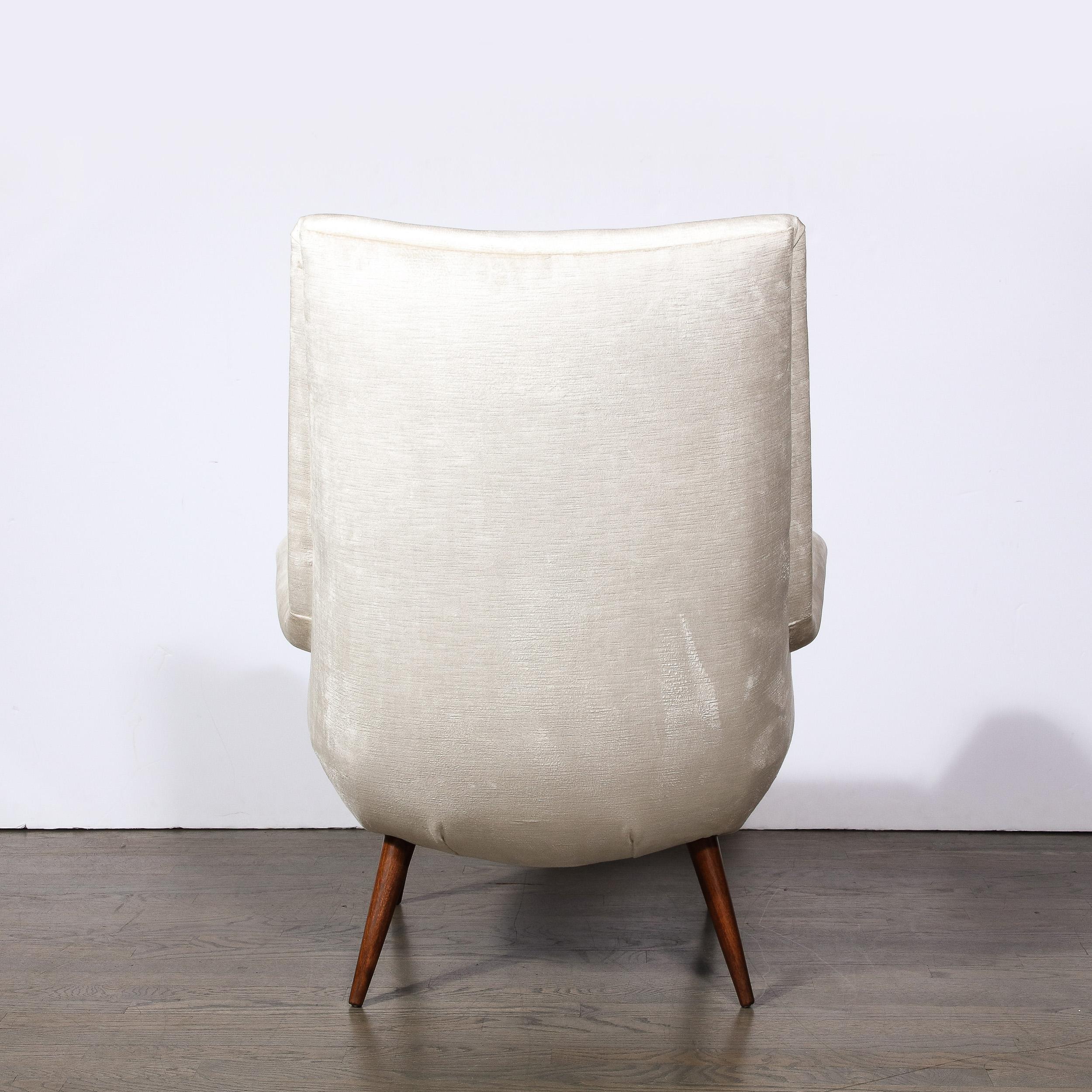Mid-Century-Loungesessel mit getufteter Rückenlehne aus Platinsamt von Lawrence Peabody im Angebot 1