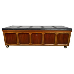 Mid-Century Tufted Cedar and Walnut Chest by Lane