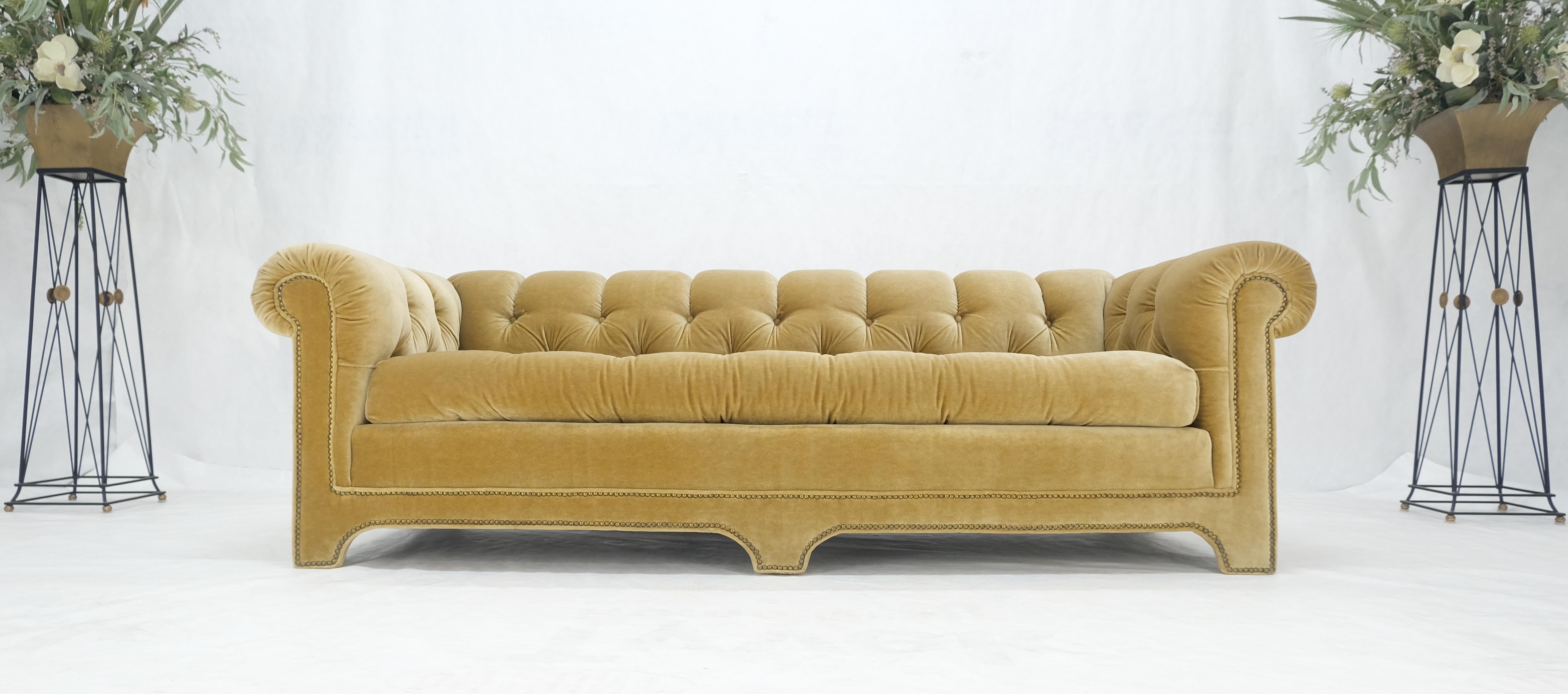 American Mid Century Tufted Chesterfield Gold Mohair Albert Hugo Cloud Shape Sofa MINT! For Sale