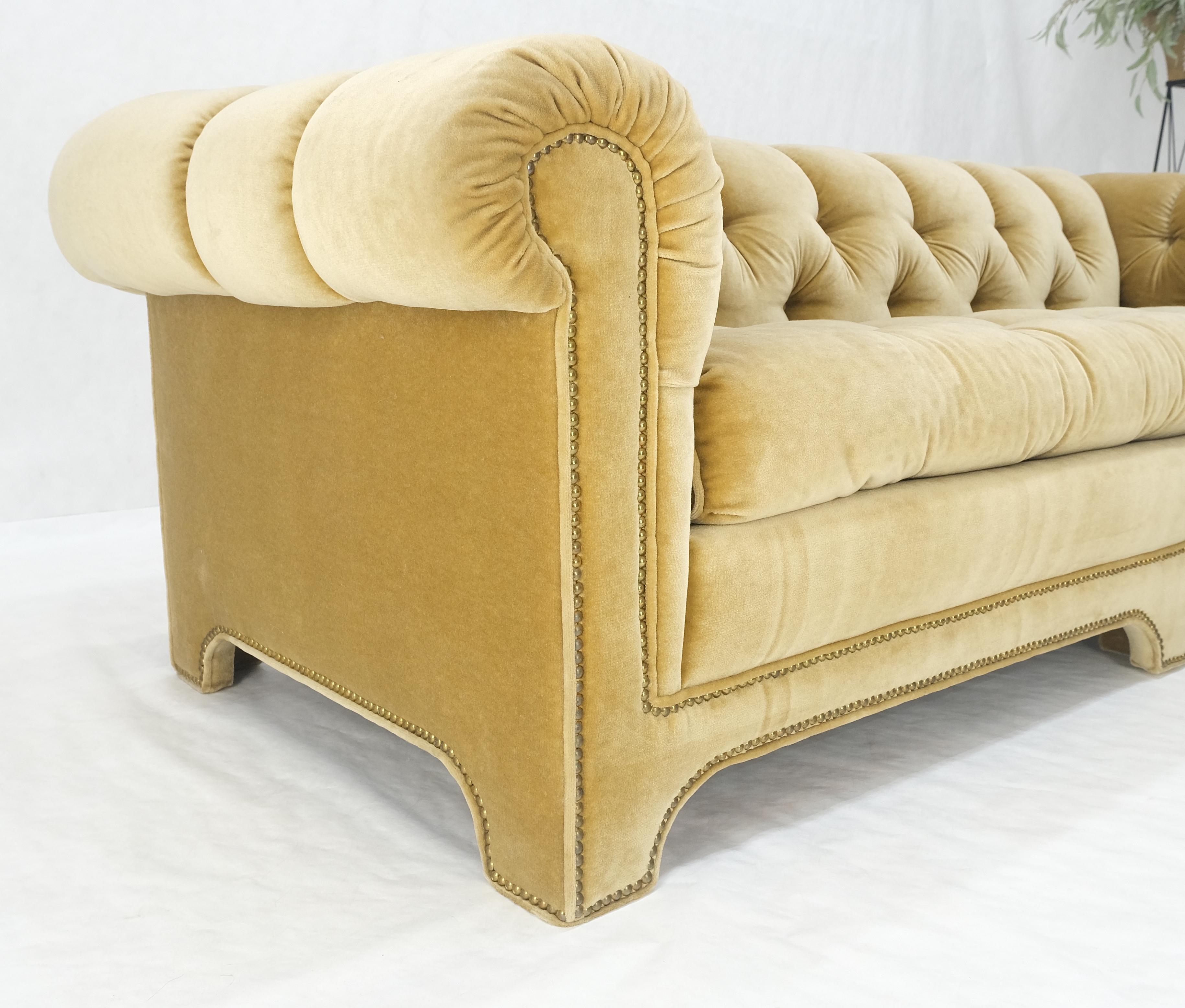 American Mid Century Tufted Chesterfield Gold Mohair Albert Hugo Cloud Shape Sofa MINT! For Sale