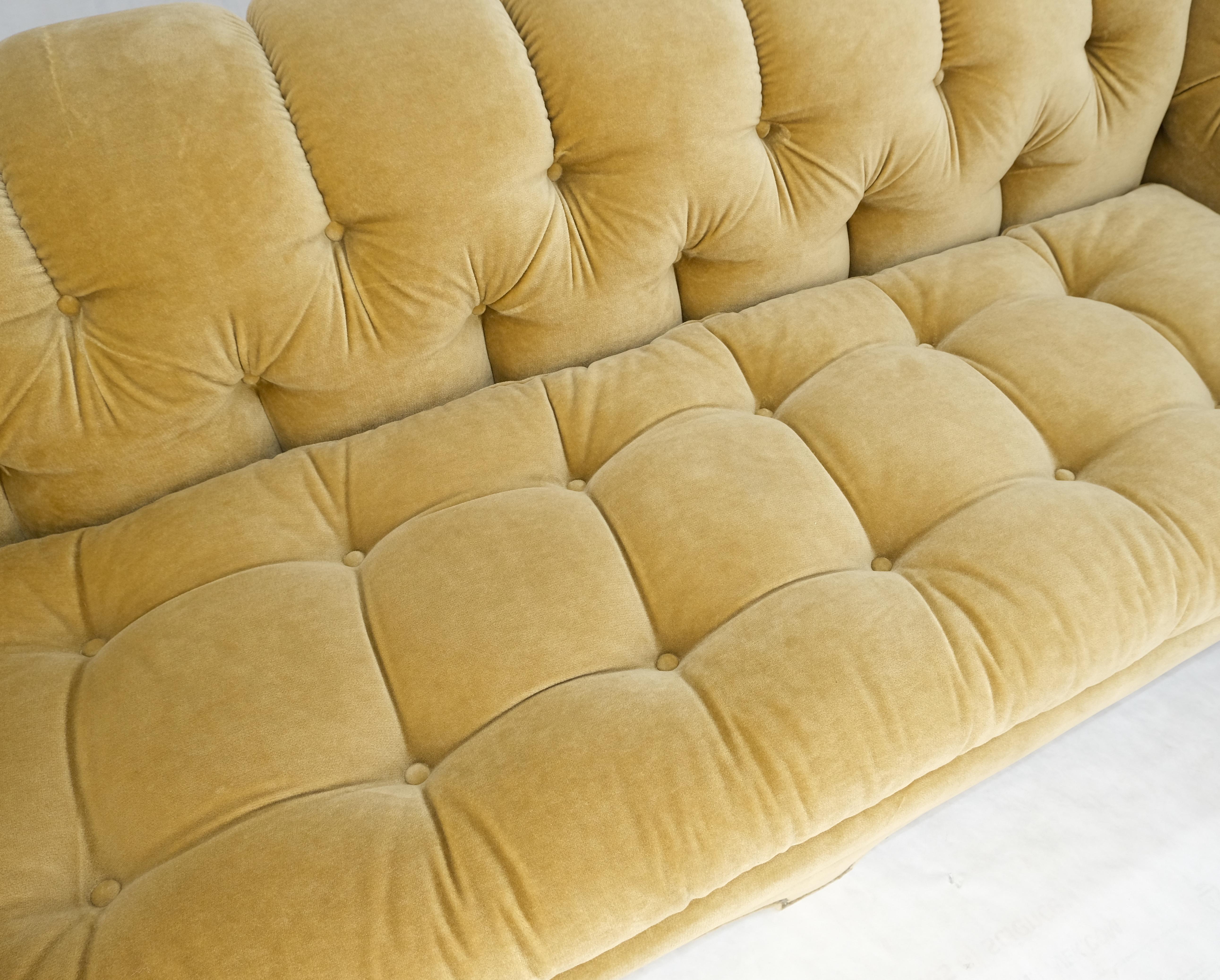 20th Century Mid Century Tufted Chesterfield Gold Mohair Albert Hugo Cloud Shape Sofa MINT! For Sale