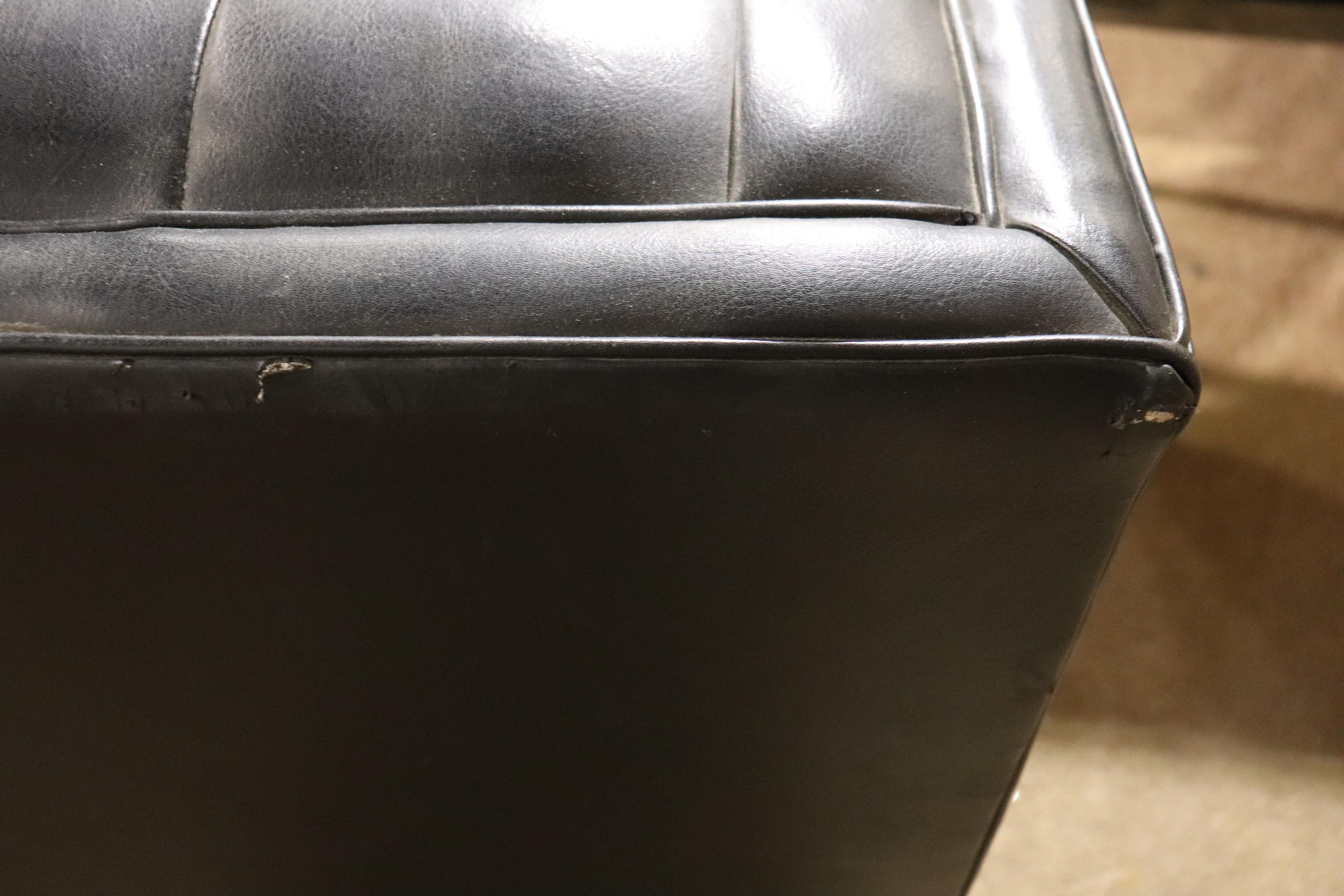 Faux Leather Mid-Century Tufted Cube Chairs For Sale