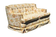 Mid Century Tufted Floral Loveseat Sofa