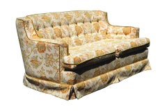 Midcentury Tufted Floral Loveseat Sofa