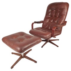 Mid-Century Tufted "Kropp Stolen Original" Lounge Chair and Ottoman