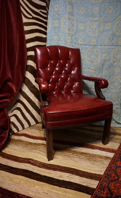 Mid-Century-Sessel aus getuftetem Leder und Mahagoni Cum Bürostuhl