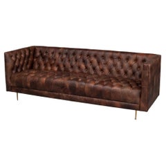 Mid Century Tufted Leather Sofa