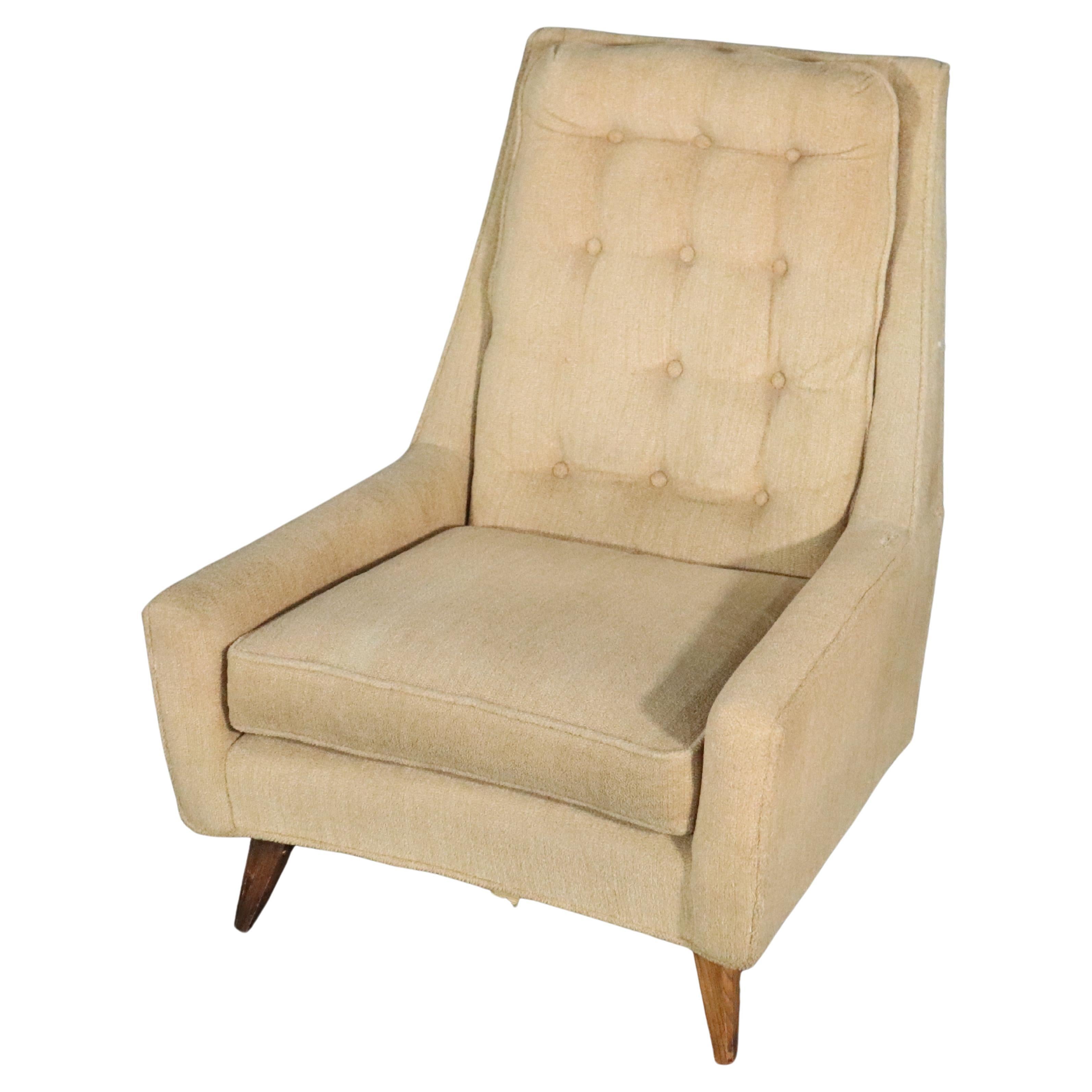 Mid-Century Tufted Lounge Chair For Sale