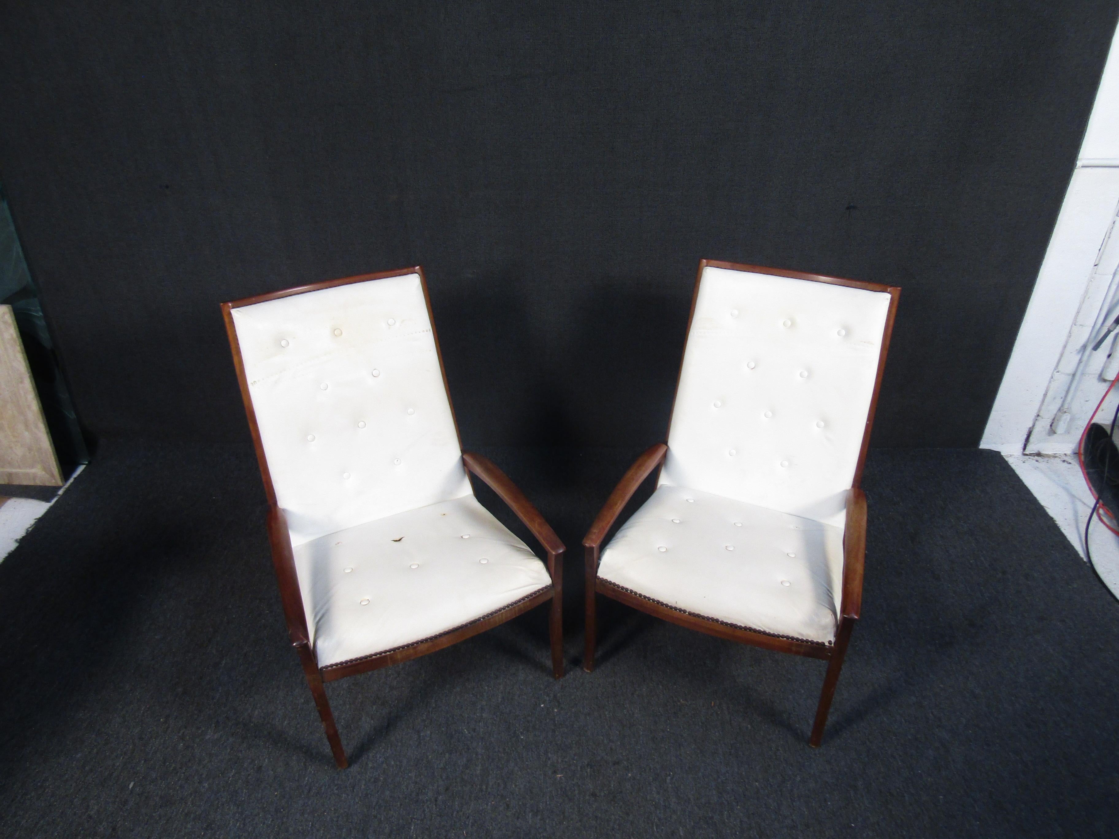 Mid-Century Modern Mid-Century Tufted Lounge Chairs For Sale