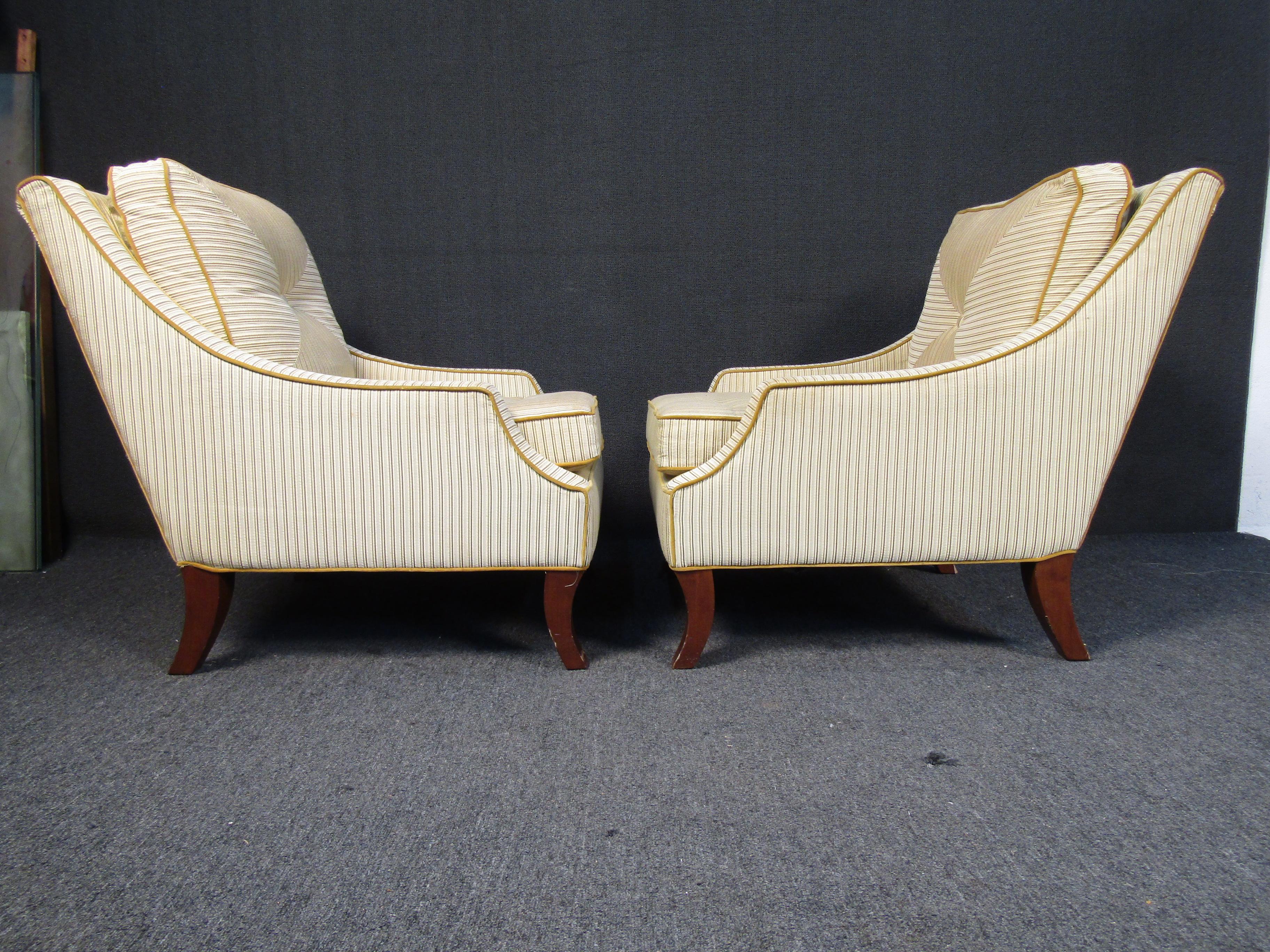 Mid-20th Century Mid-Century Tufted Lounge Chairs For Sale