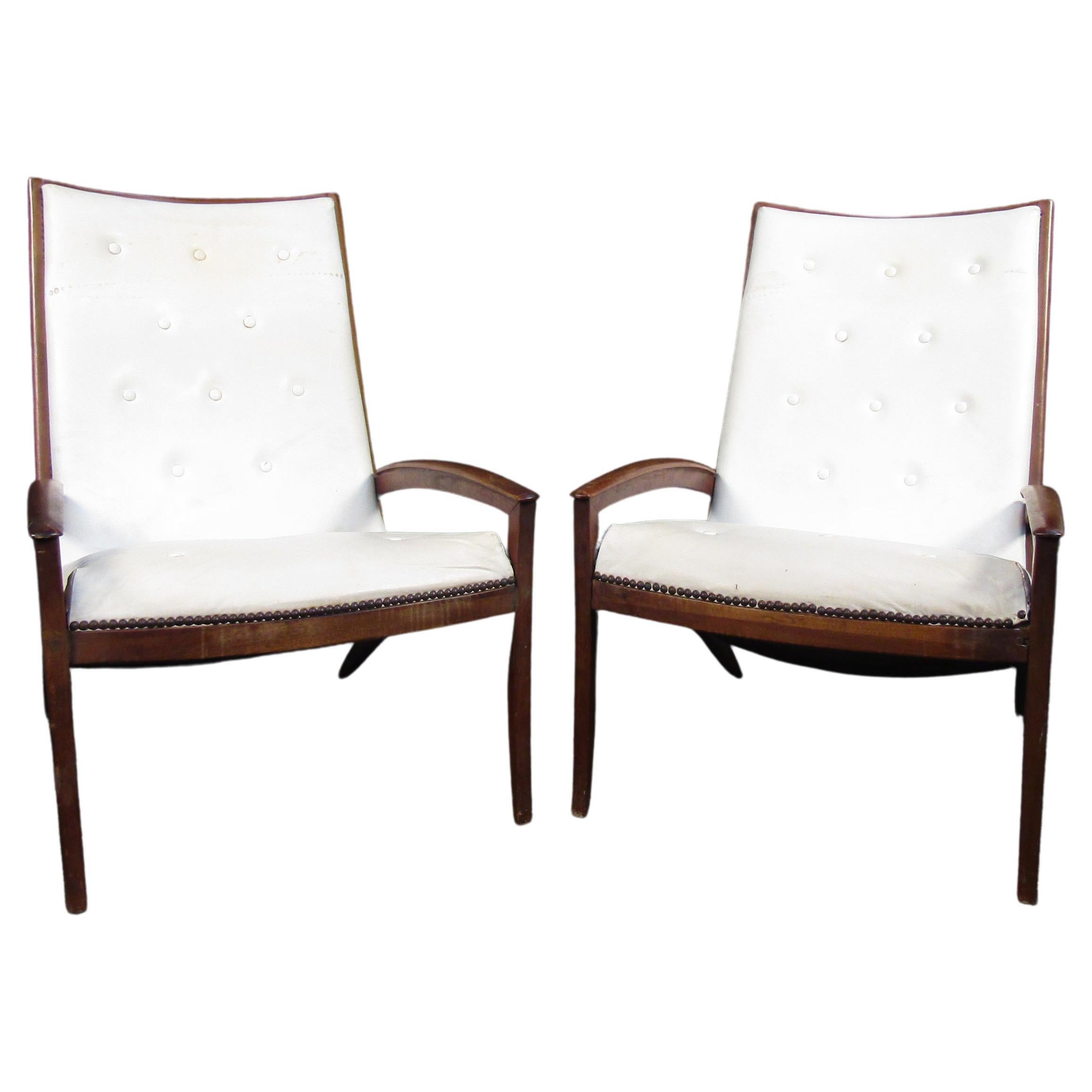 Mid-Century Tufted Lounge Chairs For Sale