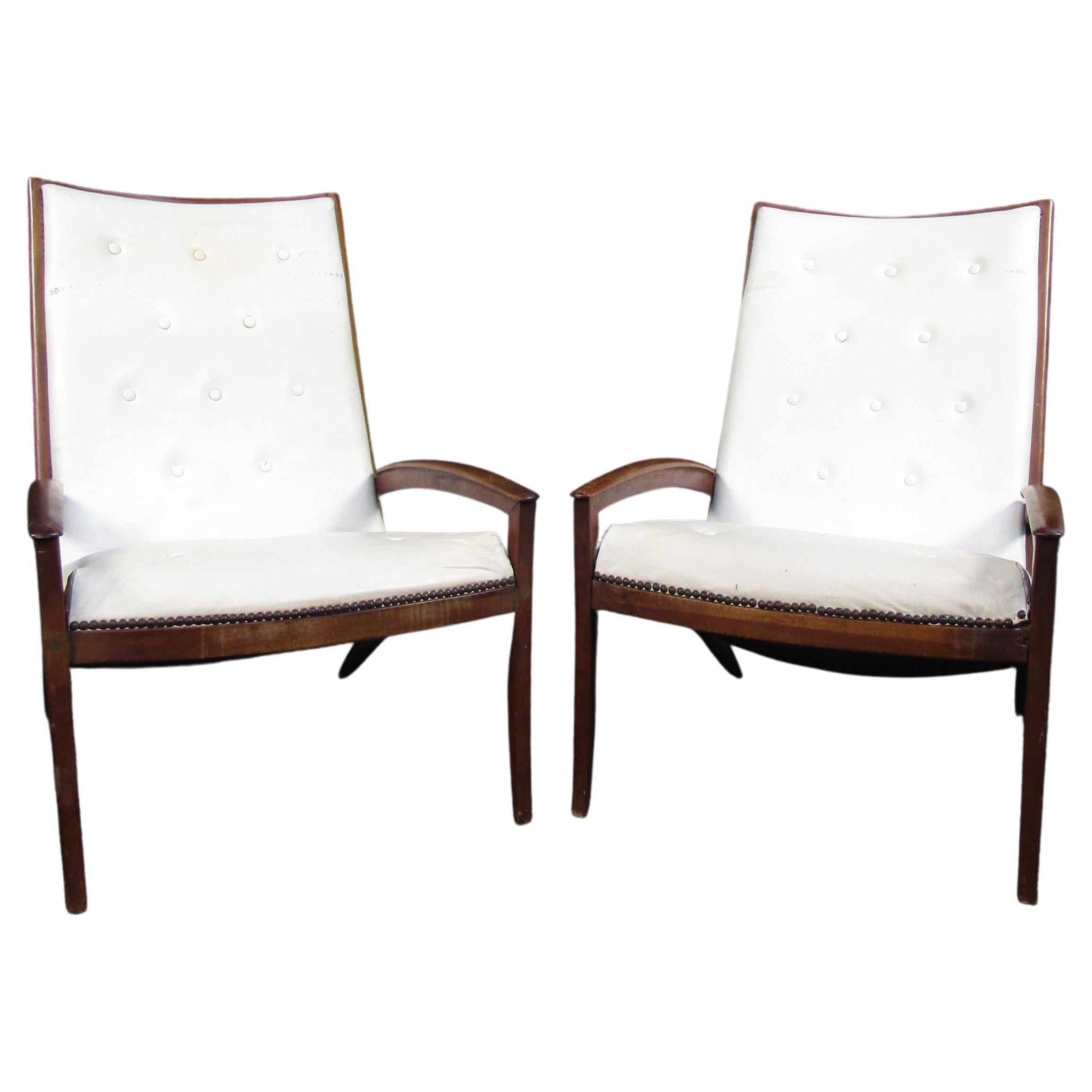 Mid-Century Tufted Lounge Chairs