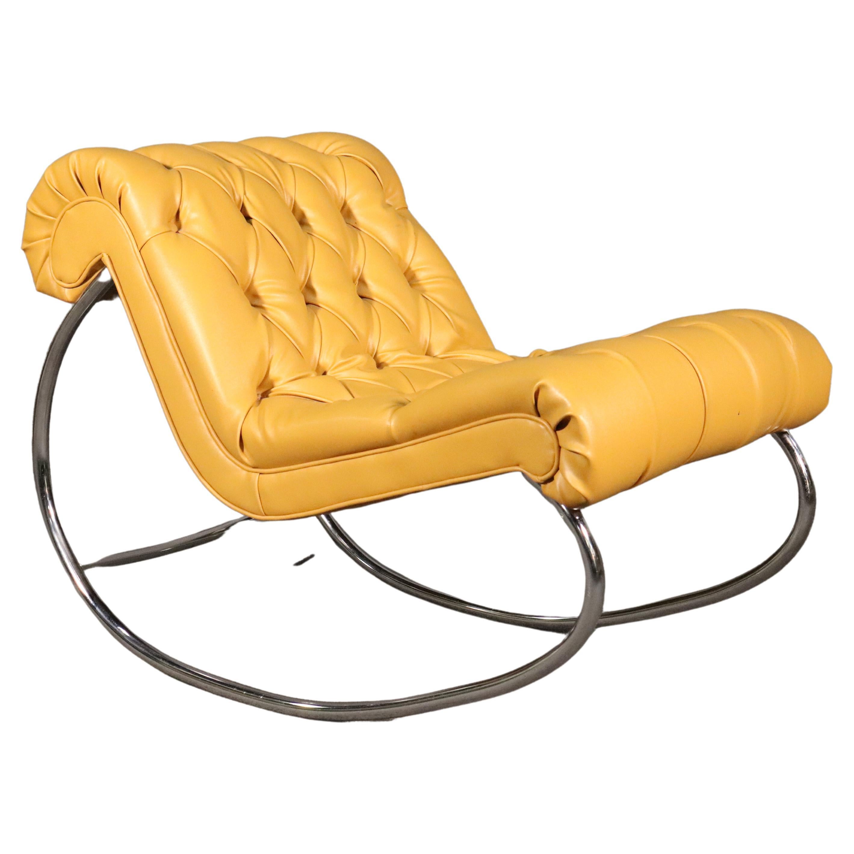 Mid-Century Tufted Rocking Chair For Sale
