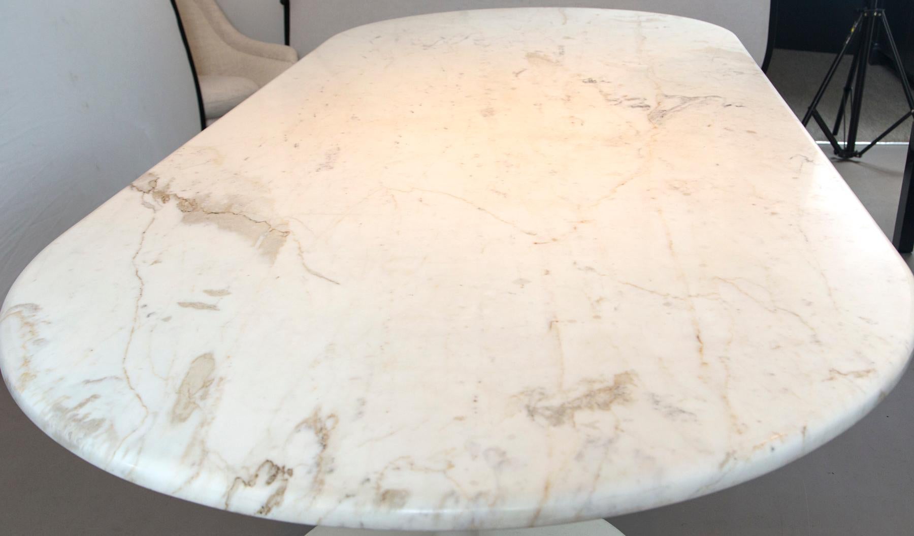 Mid-Century Modern Midcentury Tulip Dining Table Bases Attributed to Saarinen with Marble Top