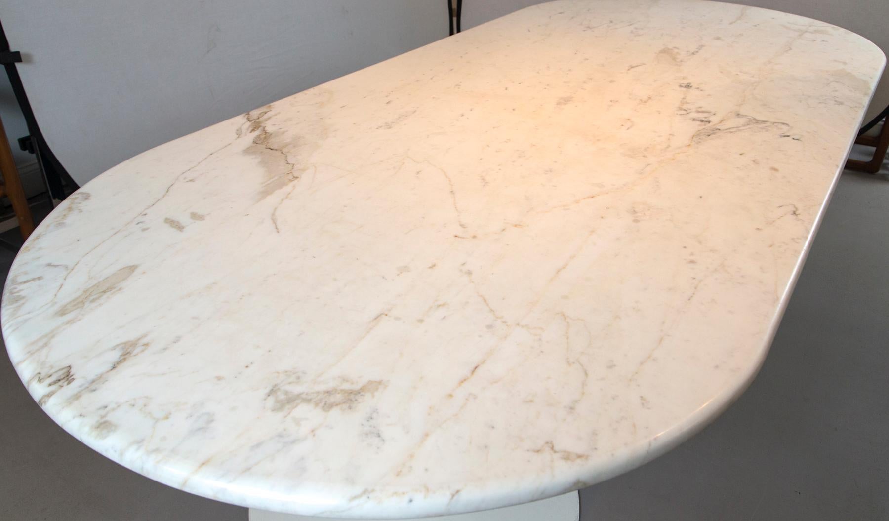 Finnish Midcentury Tulip Dining Table Bases Attributed to Saarinen with Marble Top
