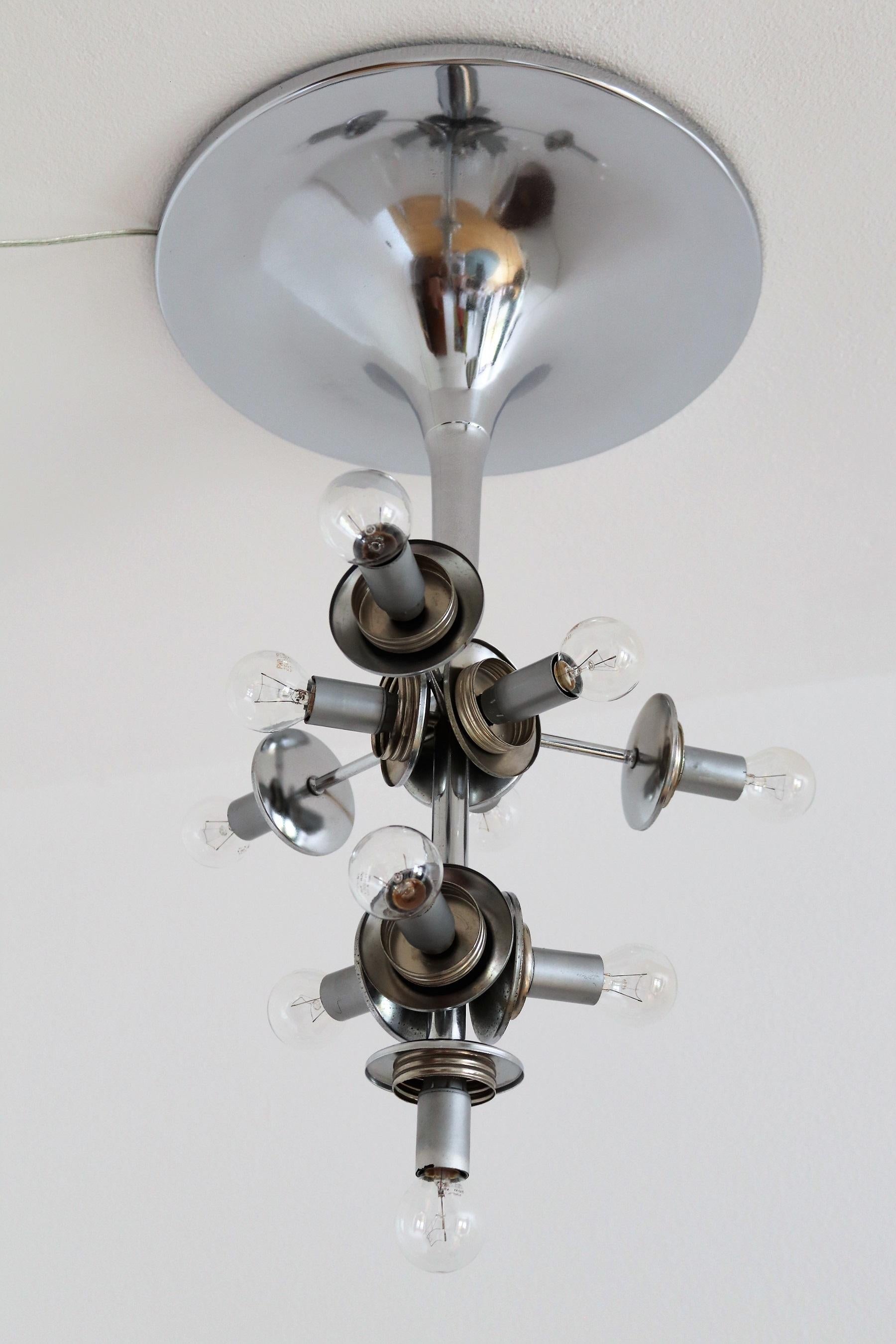 Mid-Century Tulip Chandelier in Glass and Chrome by Nele for Temde, 1960 7