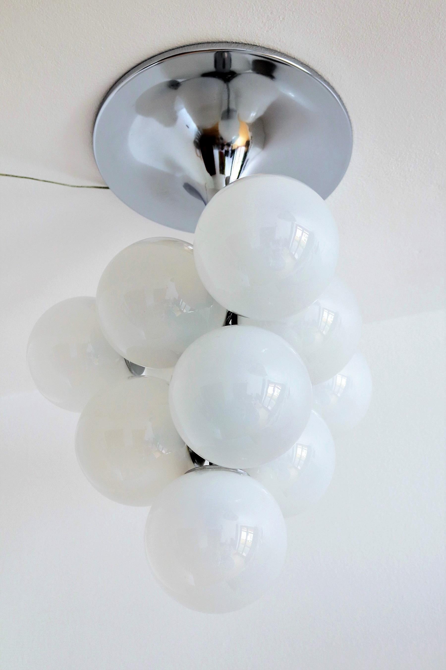 Mid-Century Modern Mid-Century Tulip Chandelier in Glass and Chrome by Nele for Temde, 1960