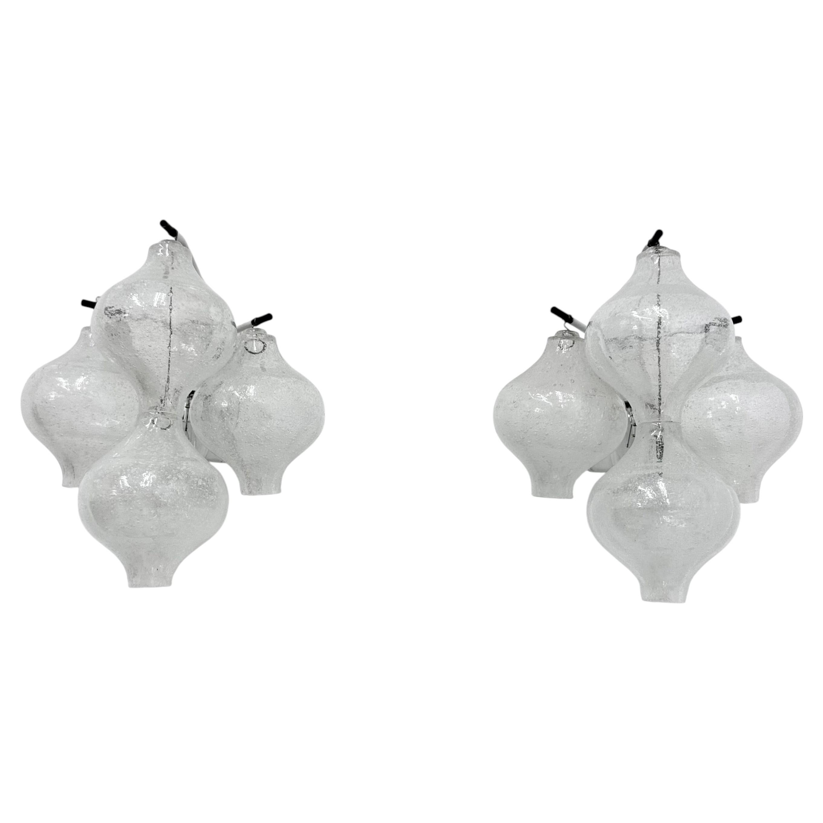 Mid-century Tulipan Glass pair of sconce by Kalmar, Austria , 1960s