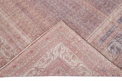 Mid-Century Turkish Art Deco Handmade Pink Floral Wool Rug